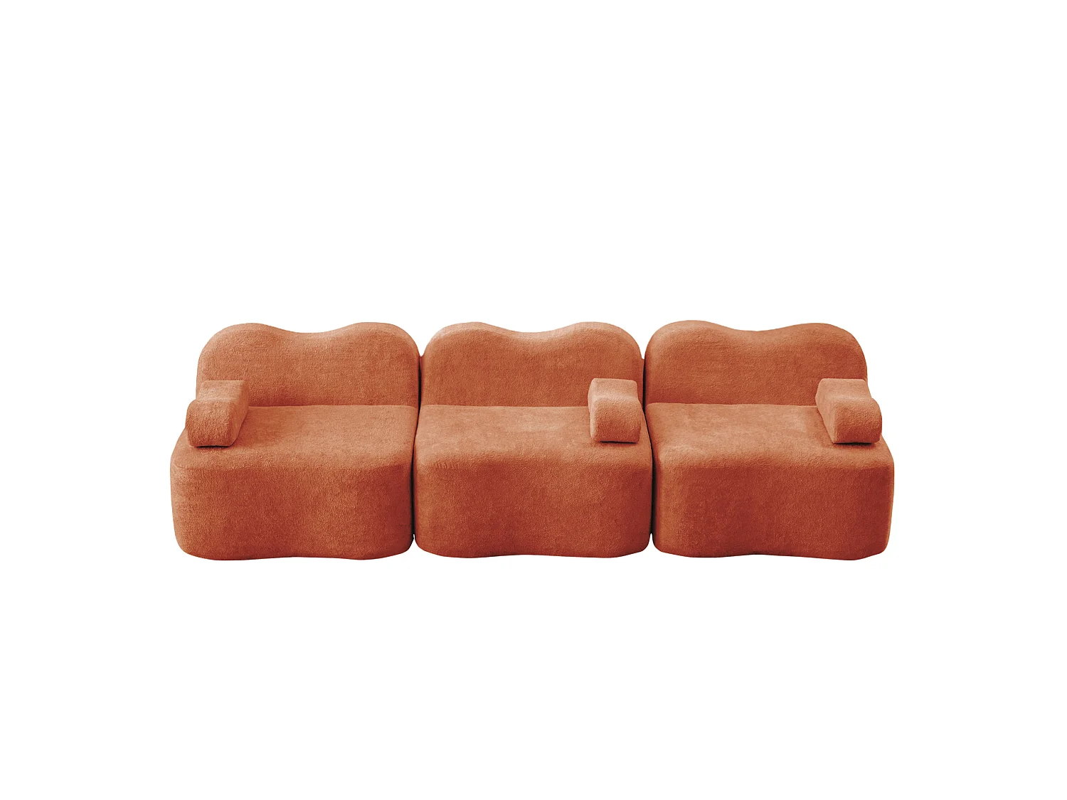 Modulaire 3-zitsbank van fluweel met afneembare armleuningen - Oranje