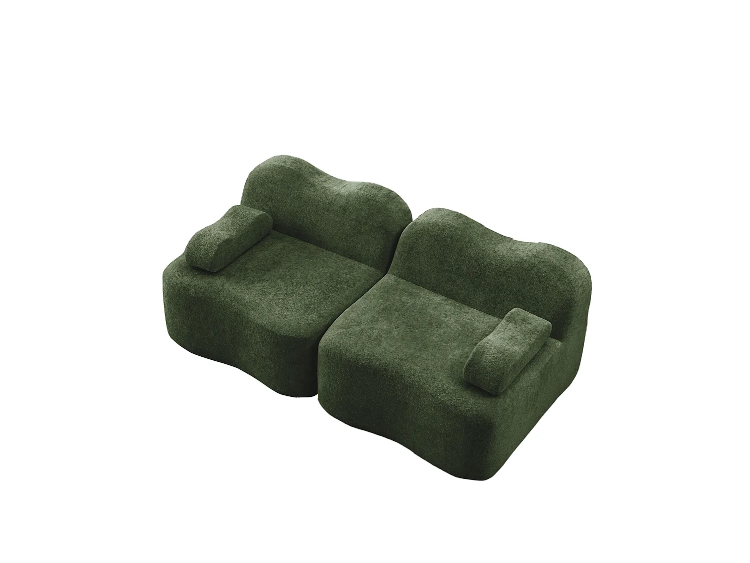Modulaire 2-zitsbank van fluweel - Golvend design - Groen