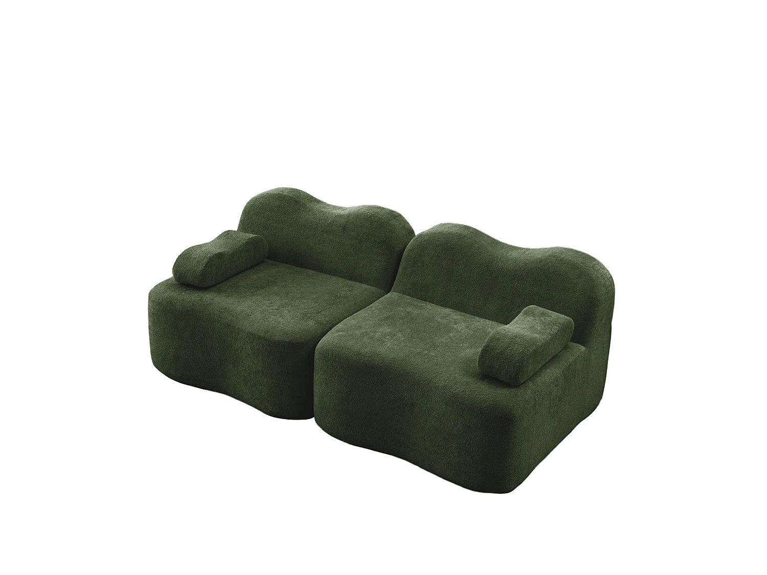 Modulaire 2-zitsbank van fluweel - Golvend design - Groen