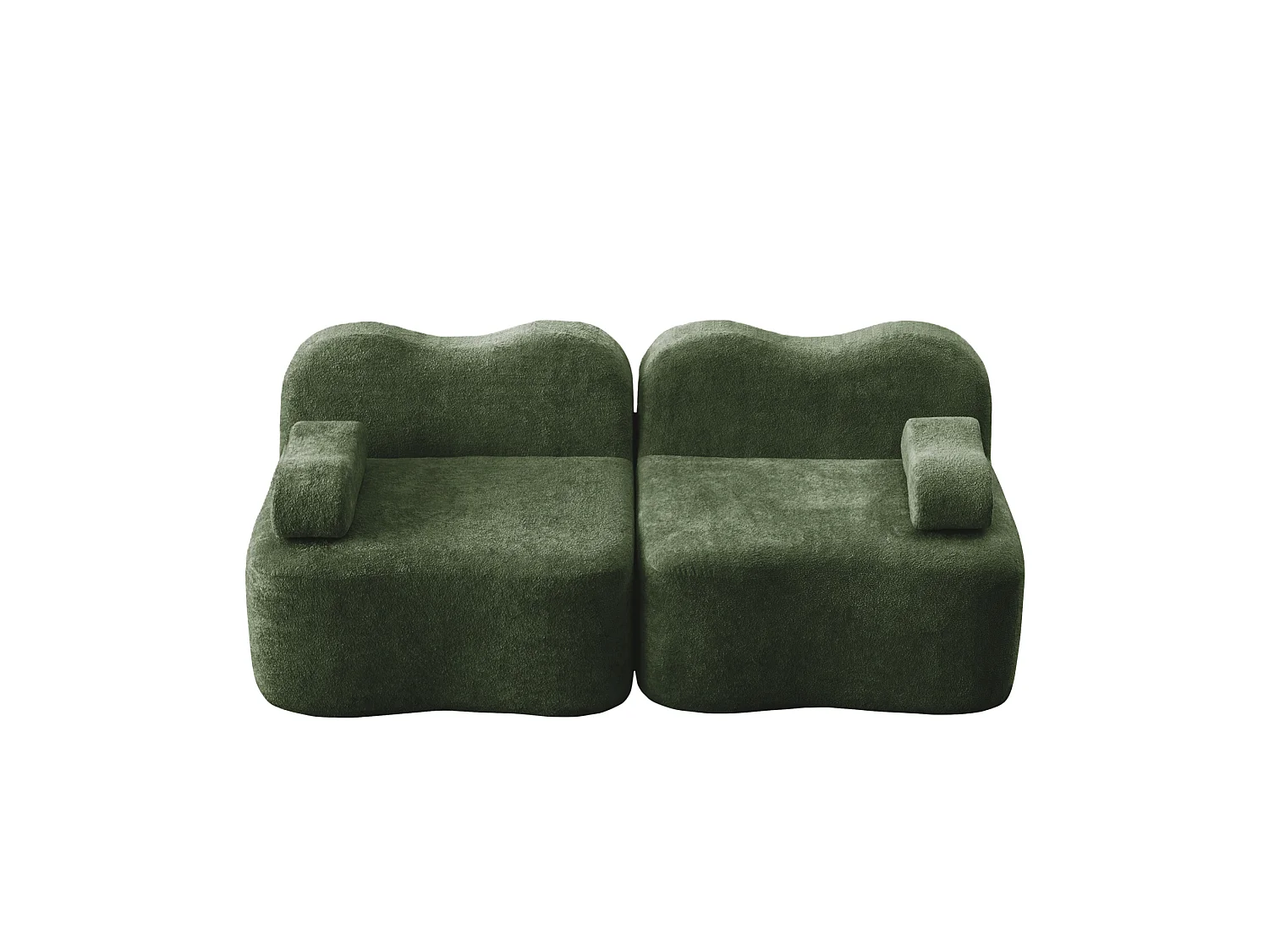 Modulaire 2-zitsbank van fluweel - Golvend design - Groen