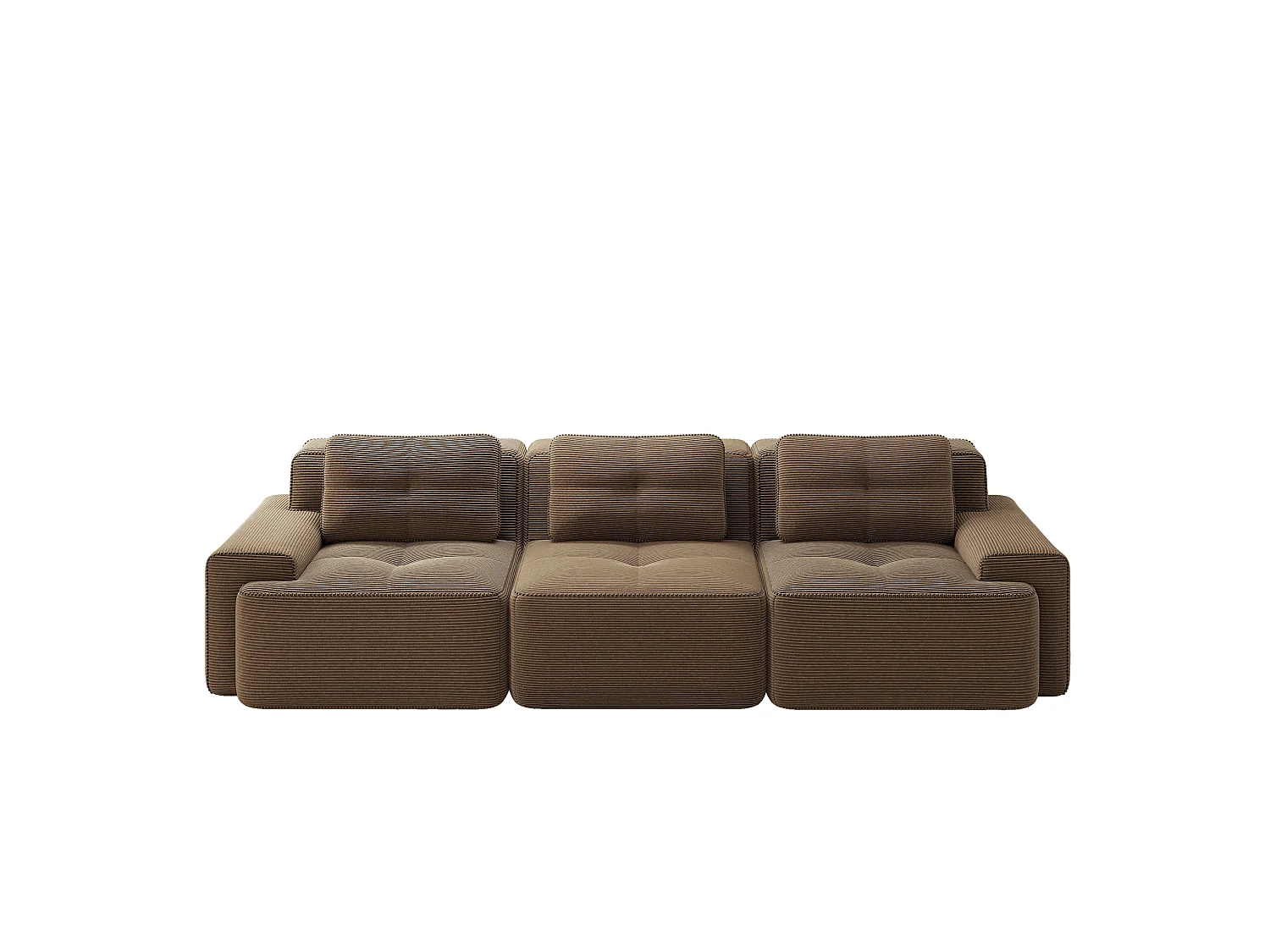 Canapé modulable 3 places avec 3 coussins et assise profonde 74 cm - Marron