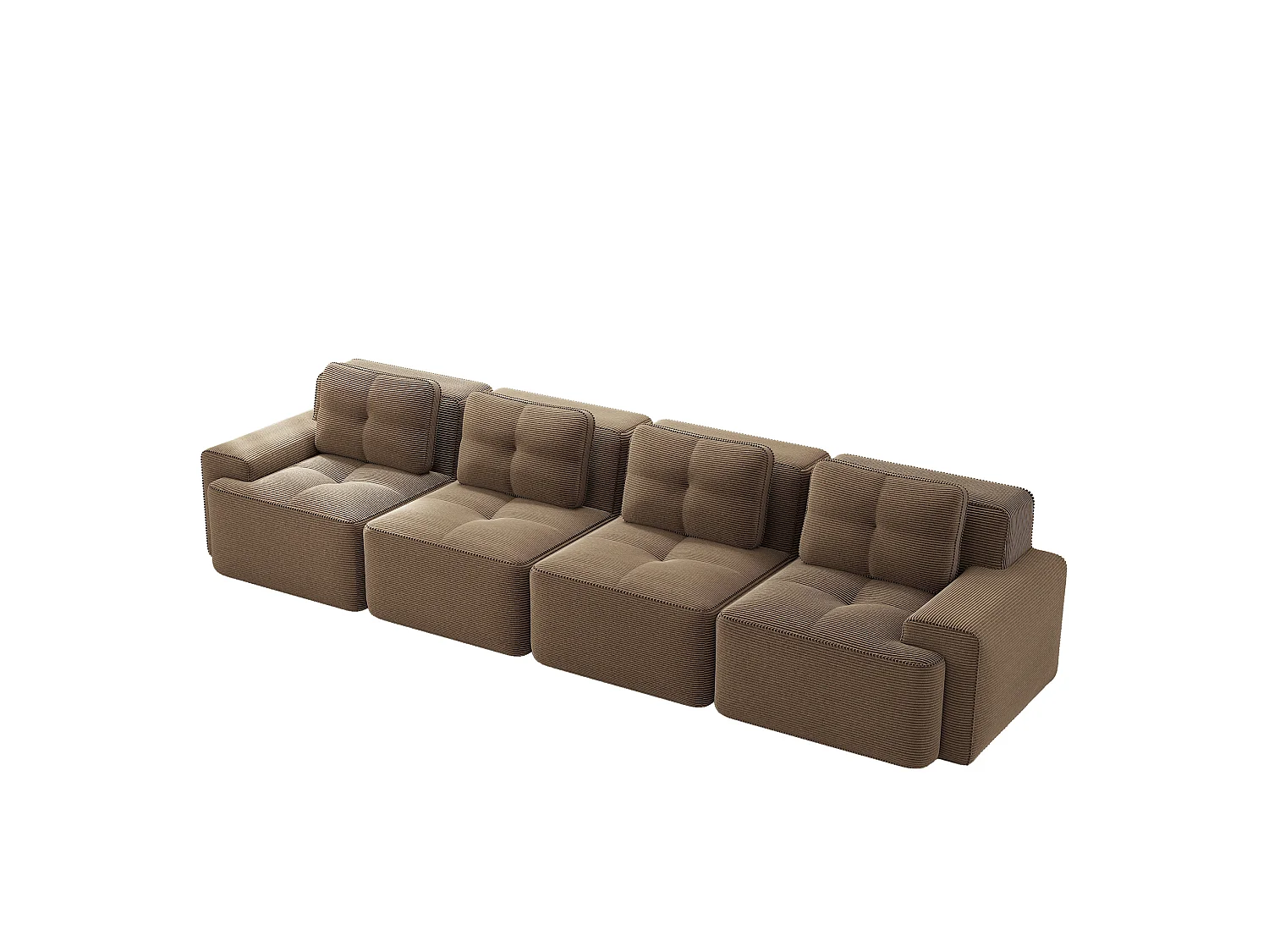 Canapé modulable 4 places 382 cm en velours côtelé - Marron - Sans montage