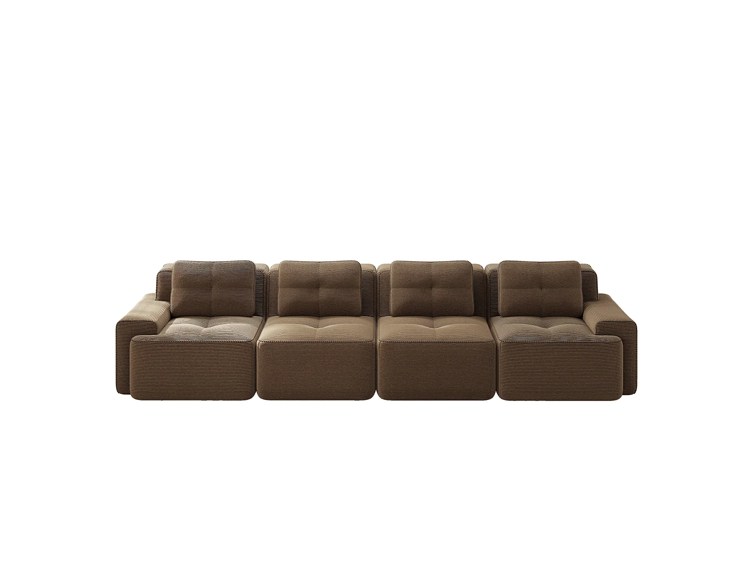 Canapé modulable 4 places 382 cm en velours côtelé - Marron - Sans montage