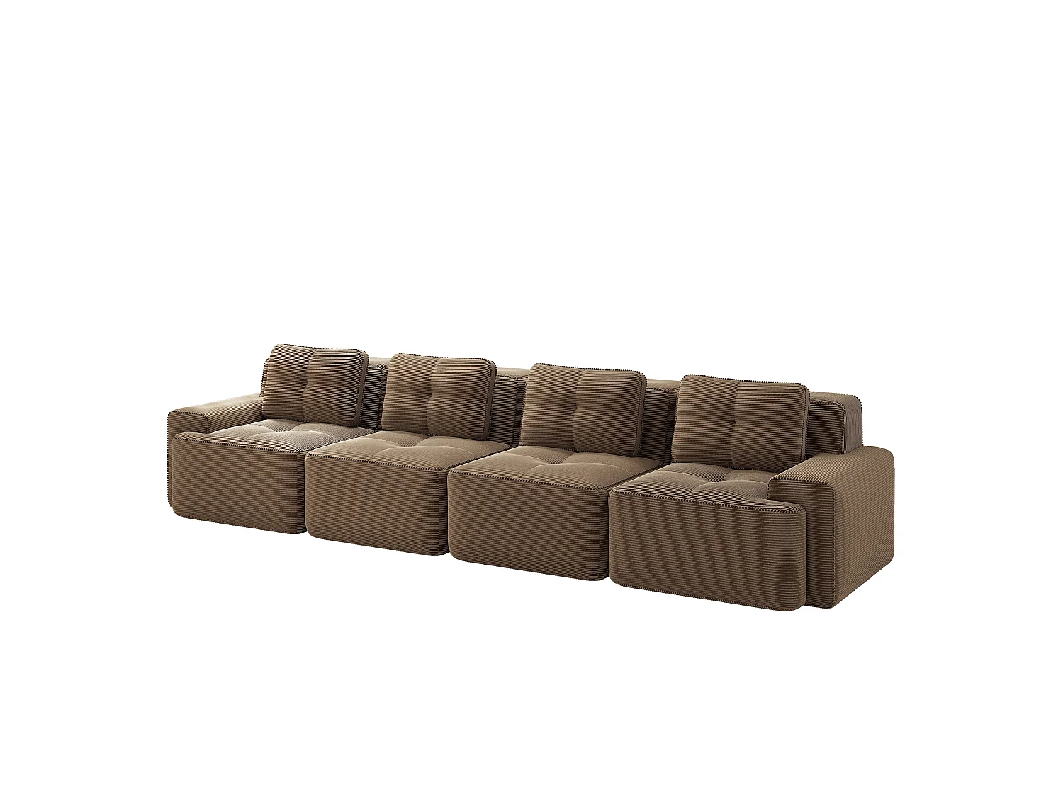 Canapé modulable 4 places 382 cm en velours côtelé - Marron - Sans montage