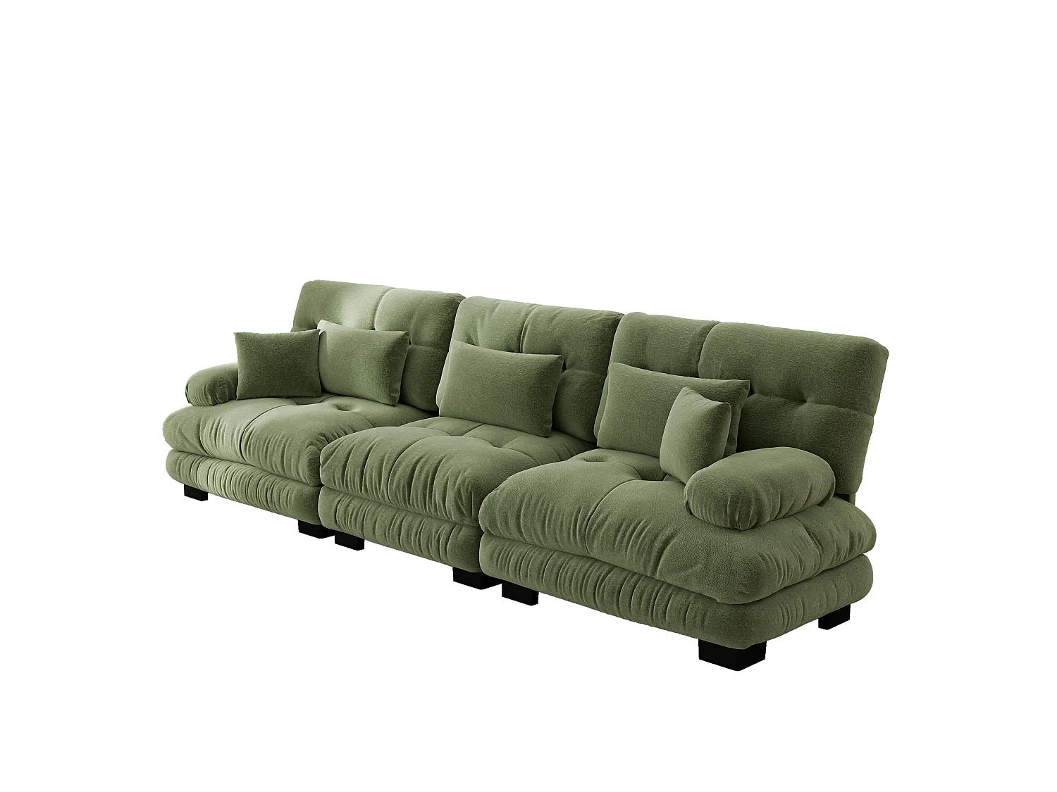 Canapé modulable 3 places en chenille avec assise profonde - Vert