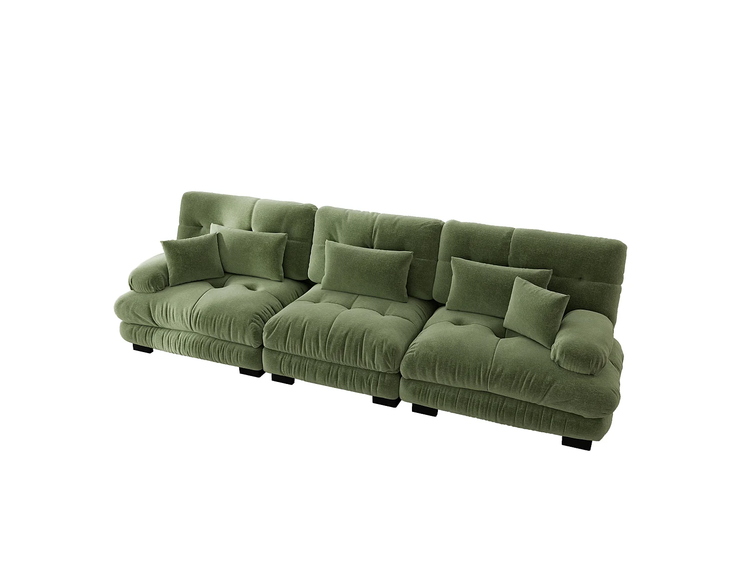 Canapé modulable 3 places en chenille avec assise profonde - Vert
