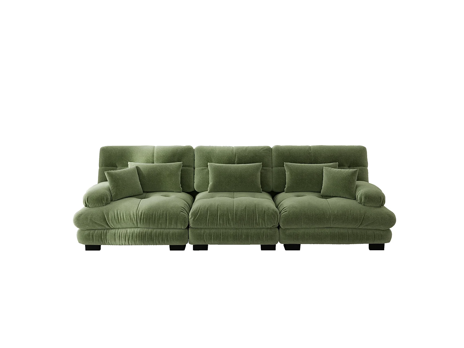Canapé modulable 3 places en chenille avec assise profonde - Vert