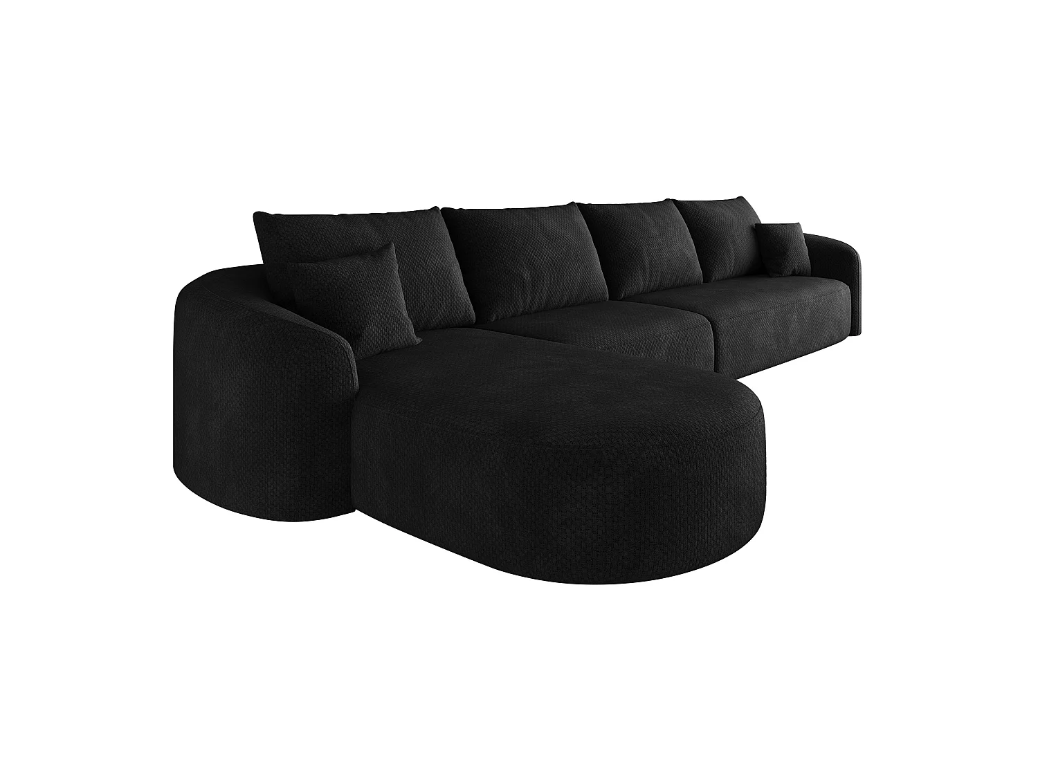 Divano angolare modulare a 4 posti, 336 cm, in ciniglia - Nero