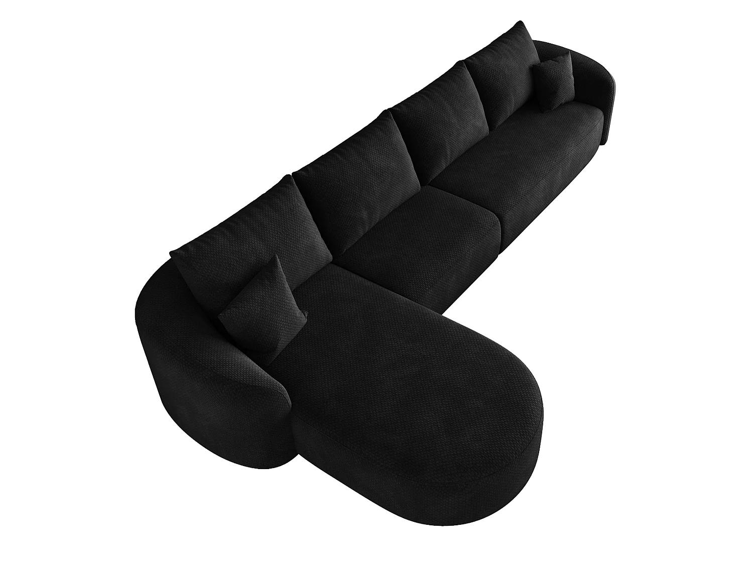 Divano angolare modulare a 4 posti, 336 cm, in ciniglia - Nero