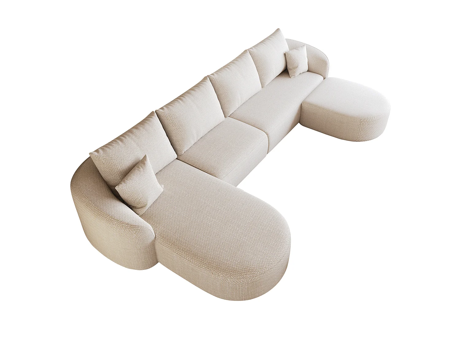 Canapé d'angle modulable 4 places 336 cm avec pouf - Tissu chenille blanc