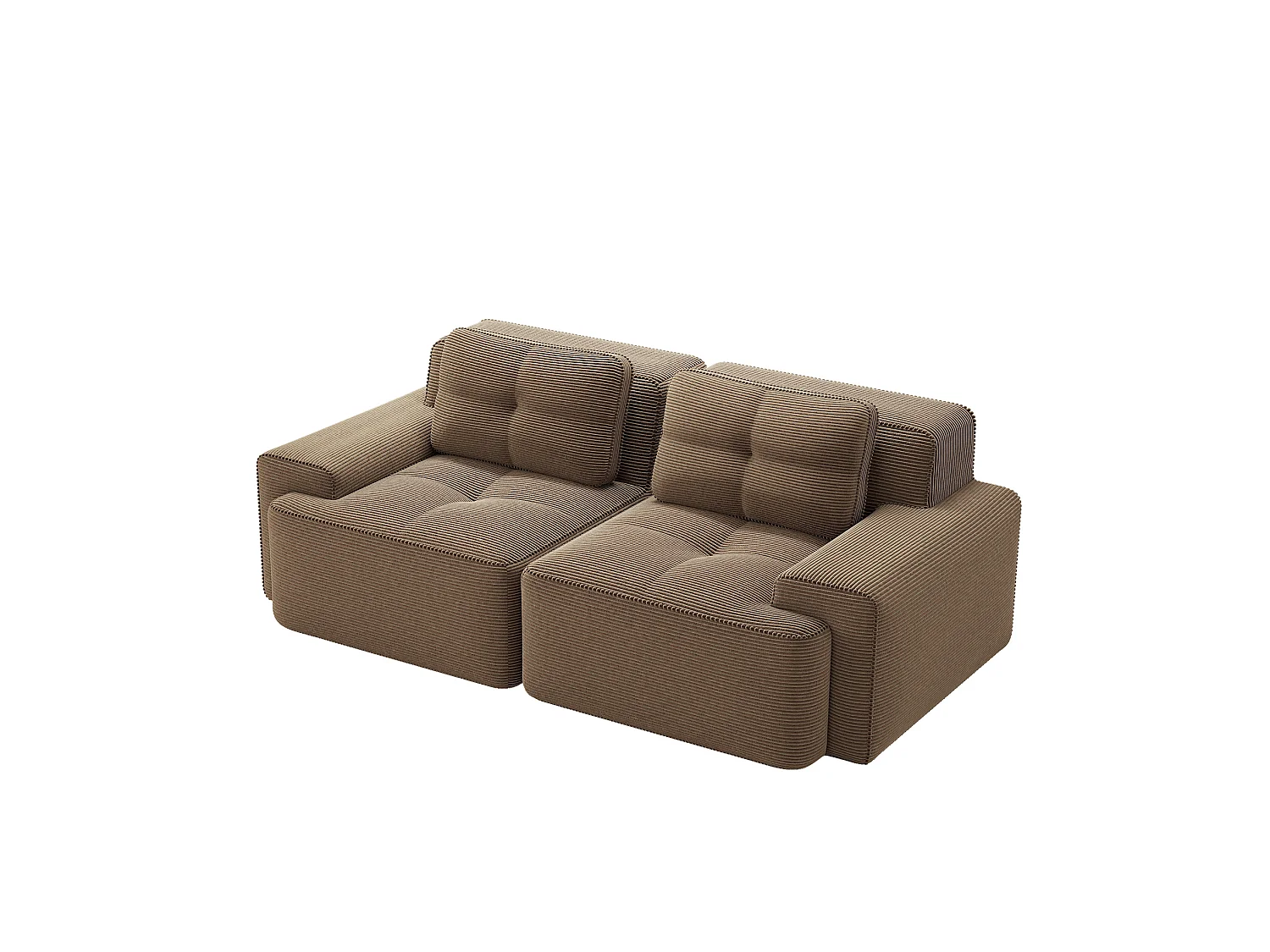 Canapé modulable 2 places en velours côtelé à assise profonde - Marron