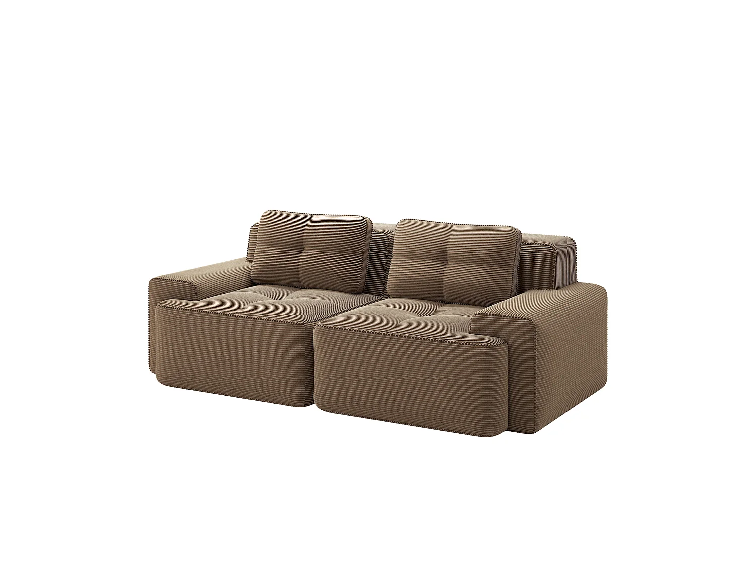 Canapé modulable 2 places en velours côtelé à assise profonde - Marron