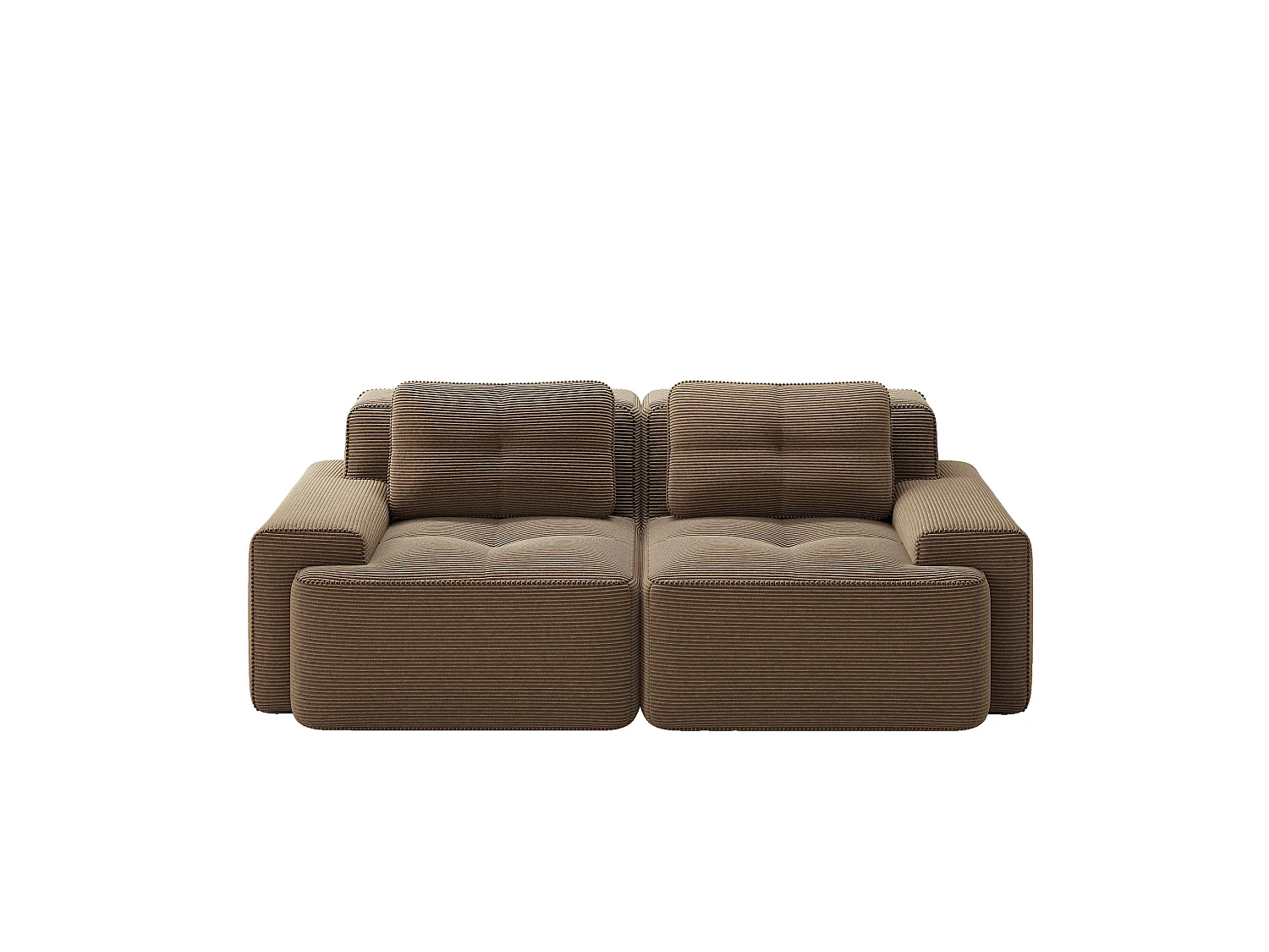 Canapé modulable 2 places en velours côtelé à assise profonde - Marron
