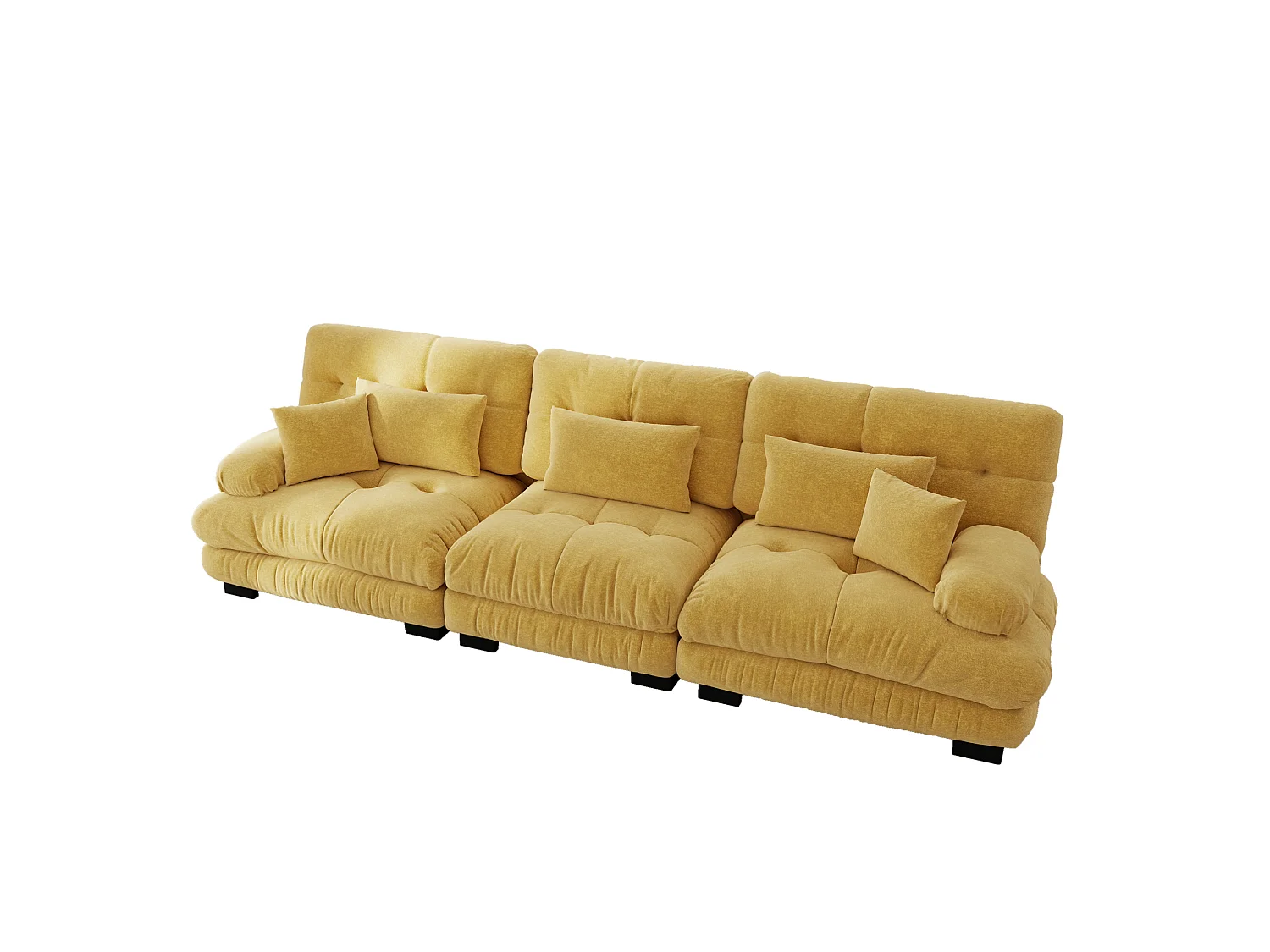 Canapé modulable 3 places en chenille avec assise profonde - Jaune