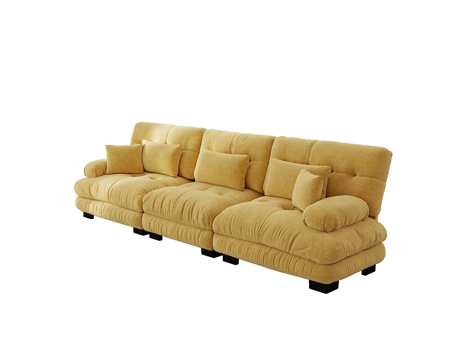 Canapé modulable 3 places en chenille avec assise profonde - Jaune