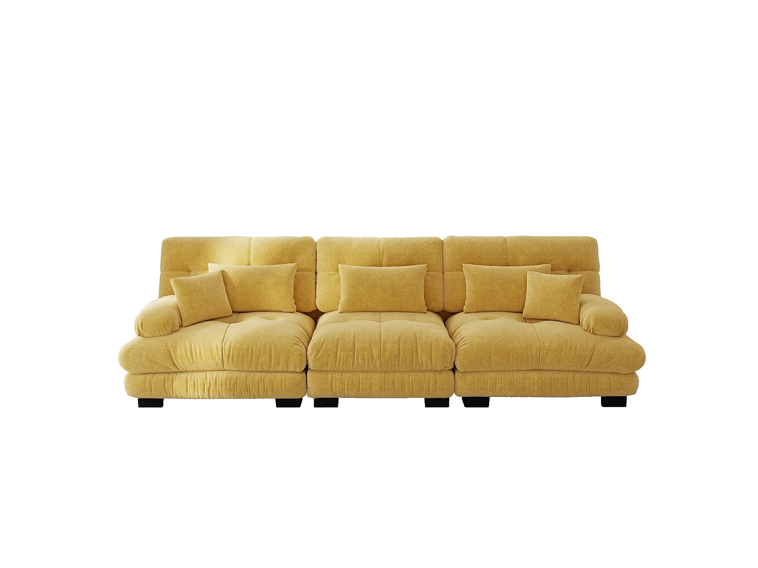Canapé modulable 3 places en chenille avec assise profonde - Jaune