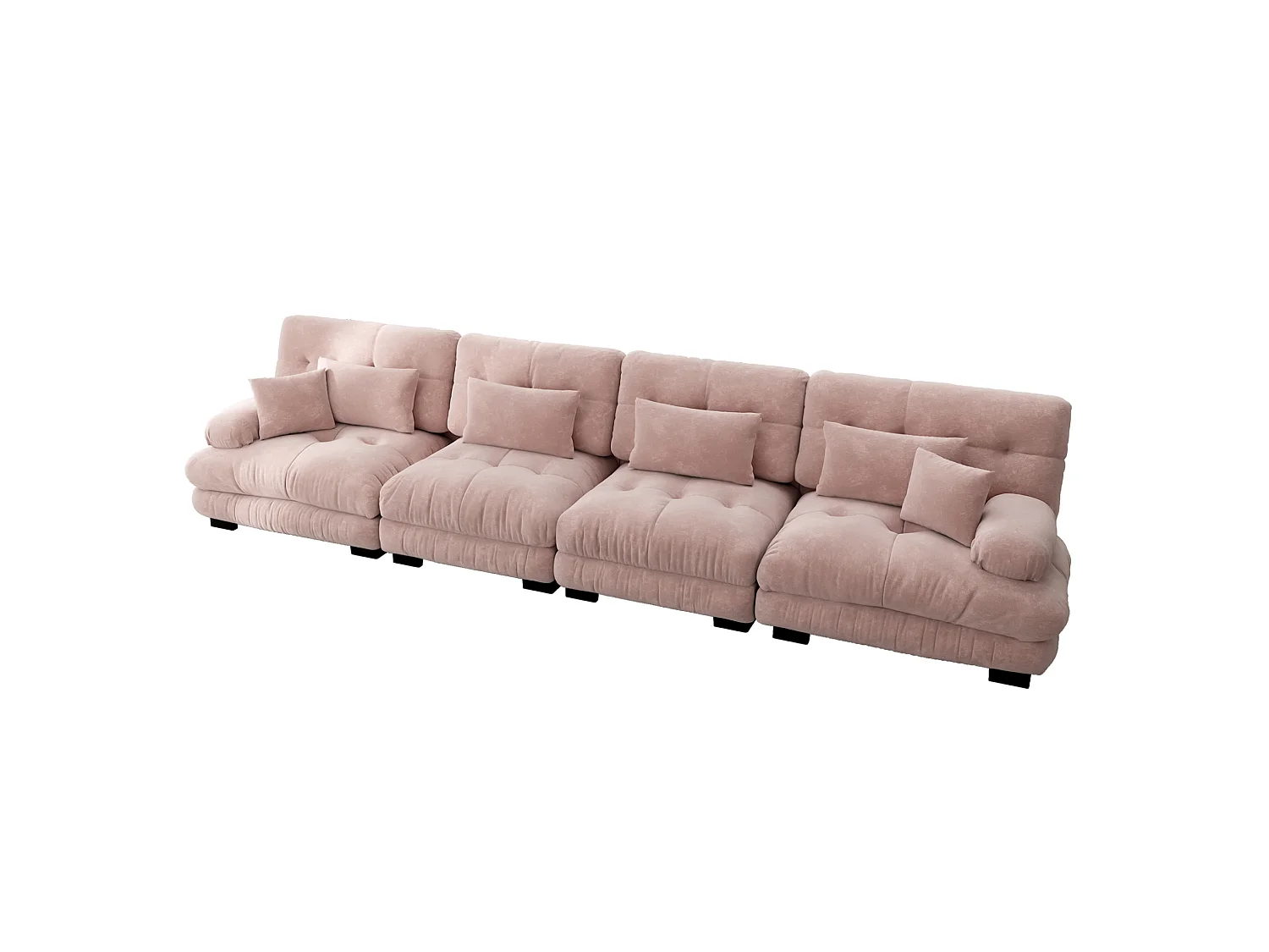 Divano componibile a 4 posti, 406 cm, in ciniglia - Seduta profonda - Rosa