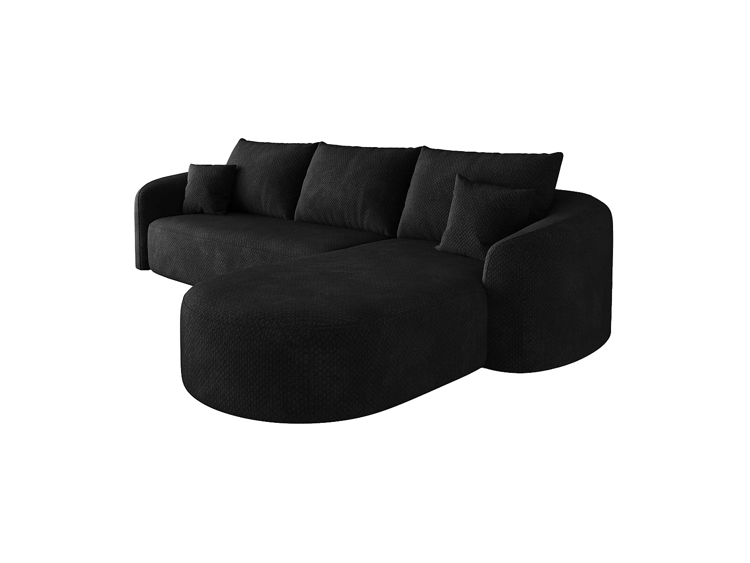 Modulaire L-vormige hoekbank, 3-zits, chenille bekleding - Geen montage nodig - Zwart