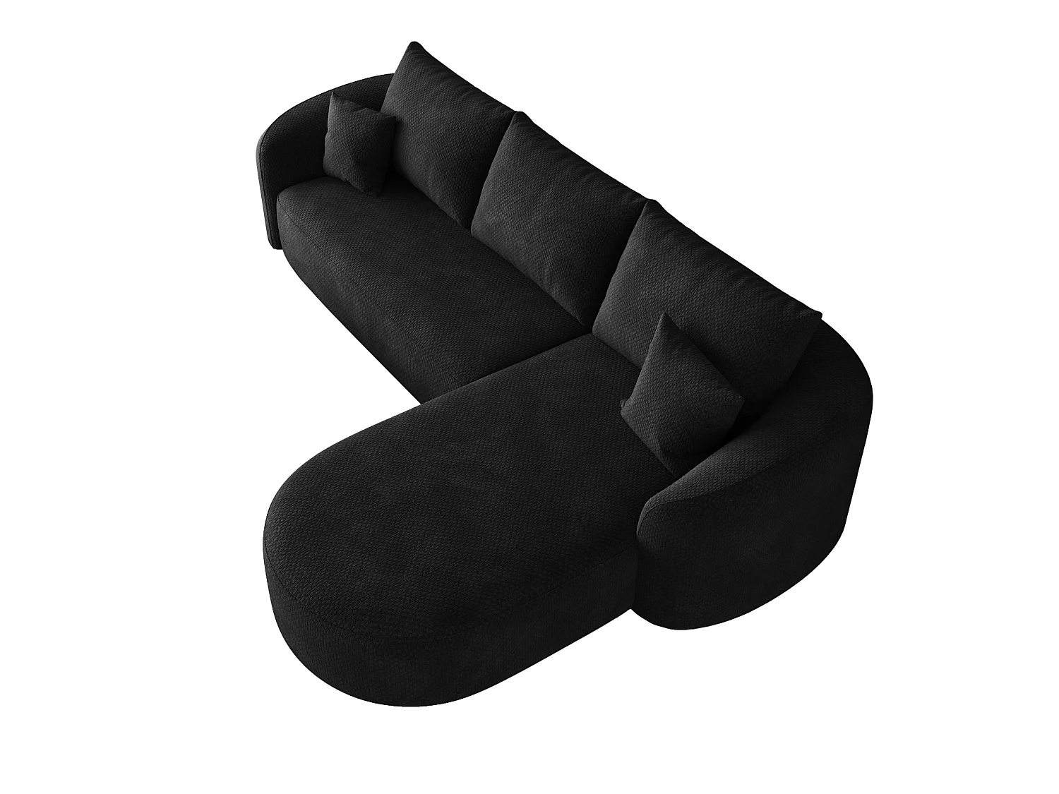 Modulaire L-vormige hoekbank, 3-zits, chenille bekleding - Geen montage nodig - Zwart