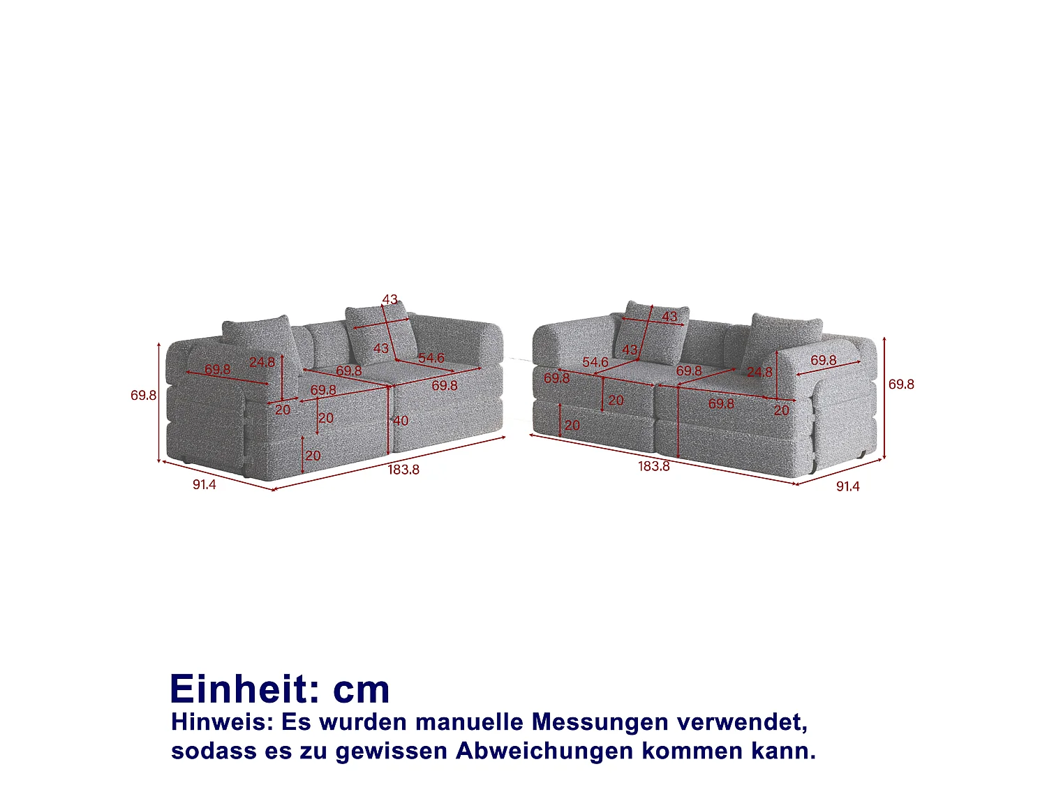 Sofá cama modular de 4 plazas de chenilla - Múltiples configuraciones - Caqui