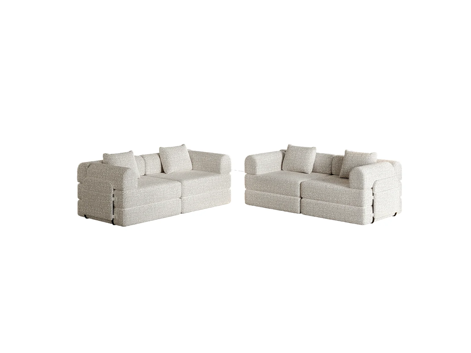 Sofá cama modular de 4 plazas de chenilla - Múltiples configuraciones - Caqui