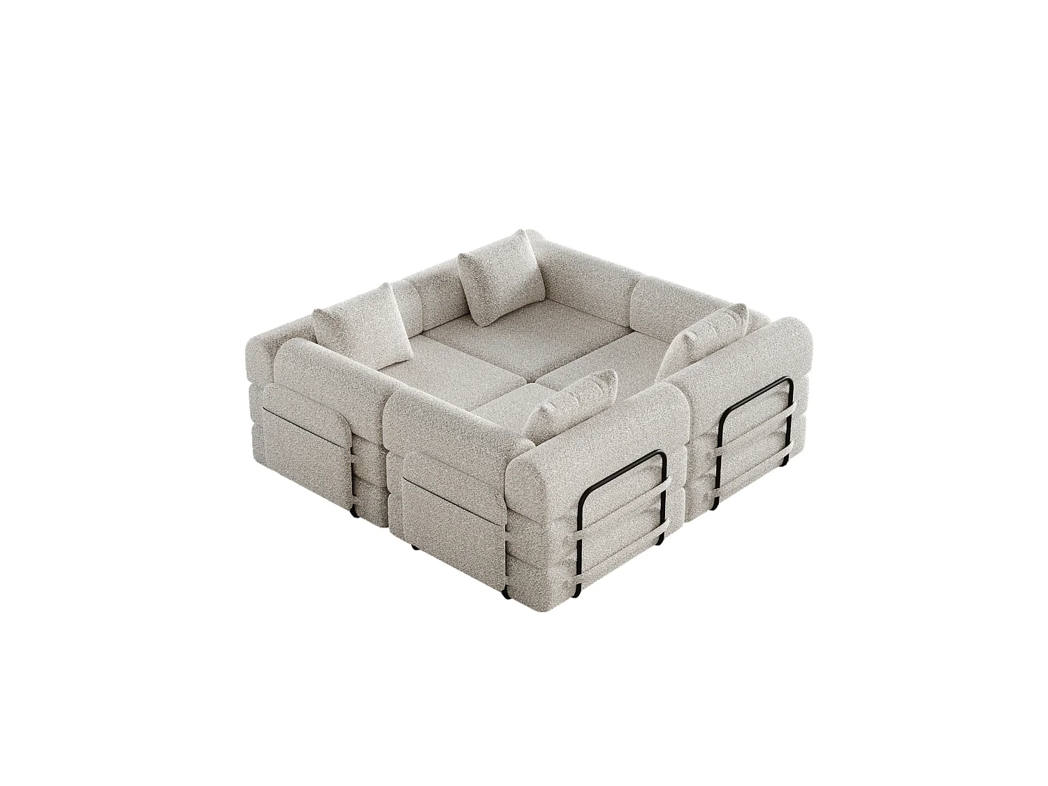 Sofá cama modular de 4 plazas de chenilla - Múltiples configuraciones - Caqui