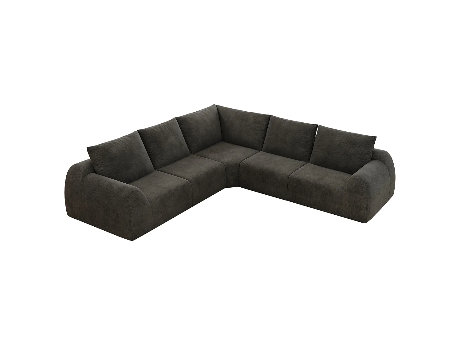 Canapé d'angle modulable en L 5 places 267 cm - Chenille gris foncé