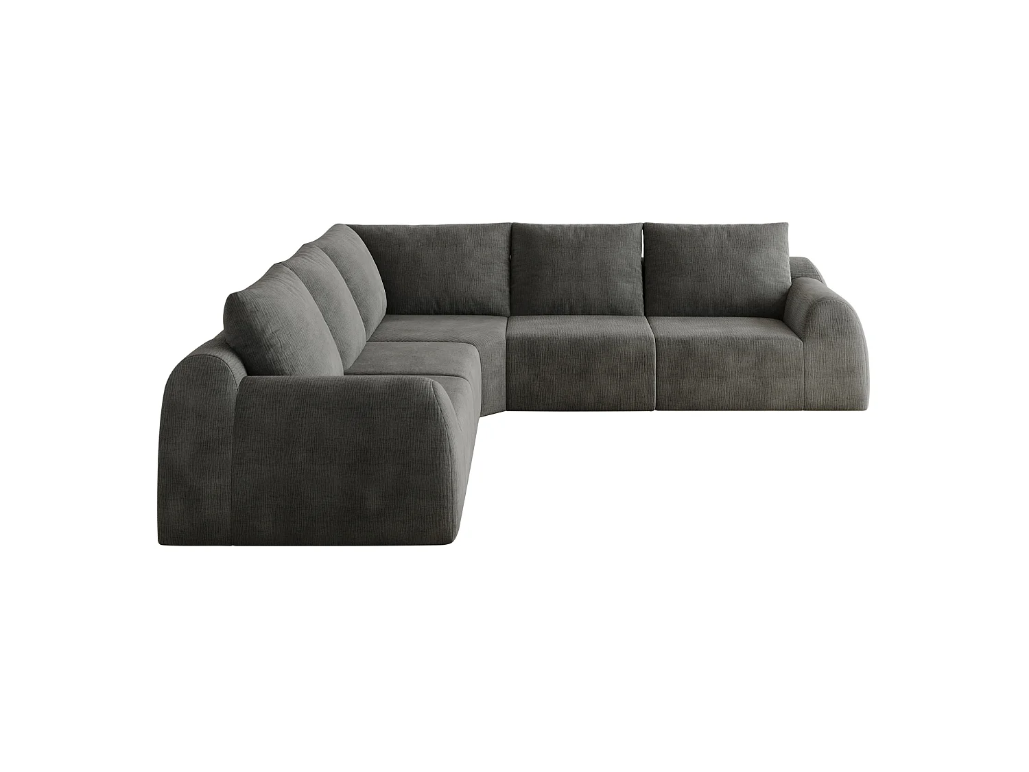 Canapé d'angle modulable en L 5 places 267 cm - Chenille gris foncé