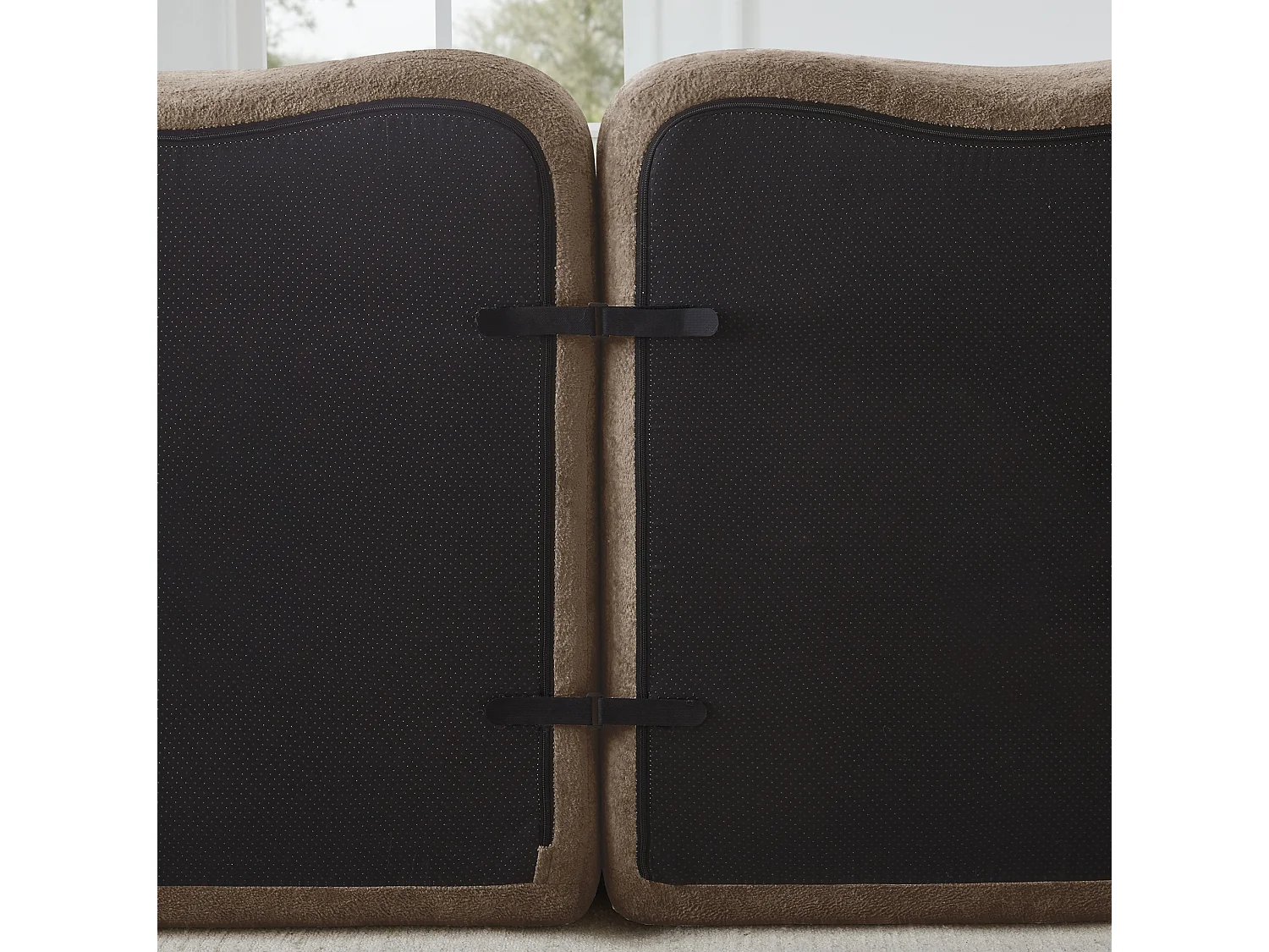 Canapé modulable 3 places en velours avec accoudoirs amovibles - Marron