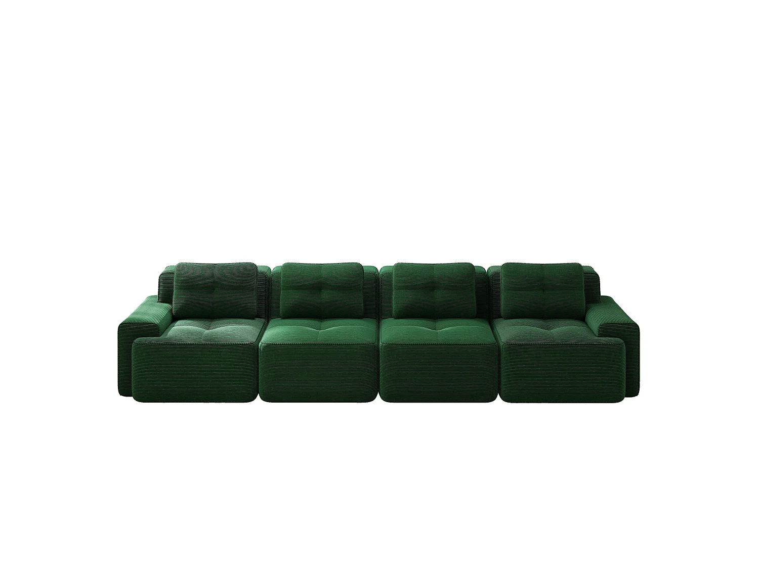 Canapé modulable 4 places 382 cm en velours côtelé - Vert - Sans montage