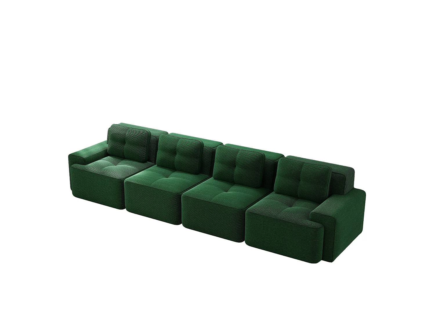 Canapé modulable 4 places 382 cm en velours côtelé - Vert - Sans montage