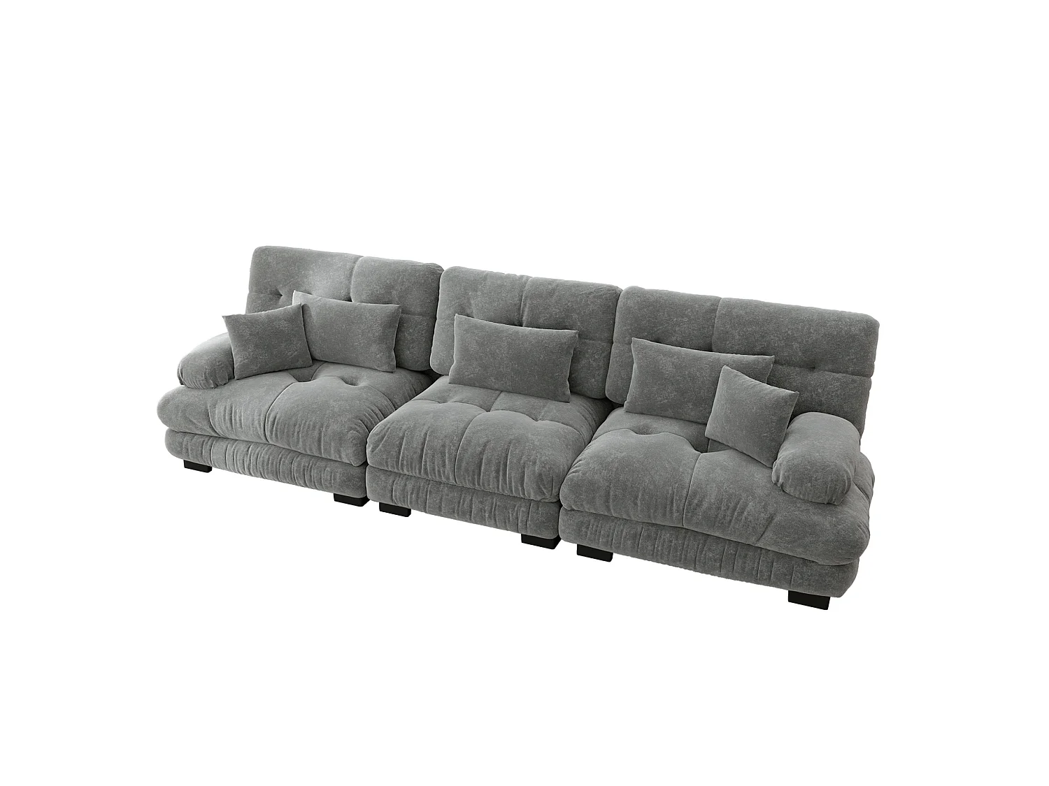 Canapé modulable 3 places en chenille avec assise profonde - Gris