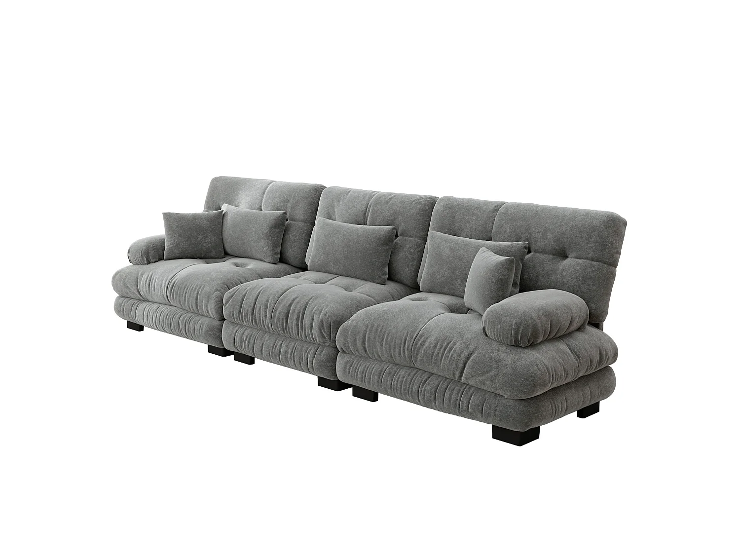 Canapé modulable 3 places en chenille avec assise profonde - Gris