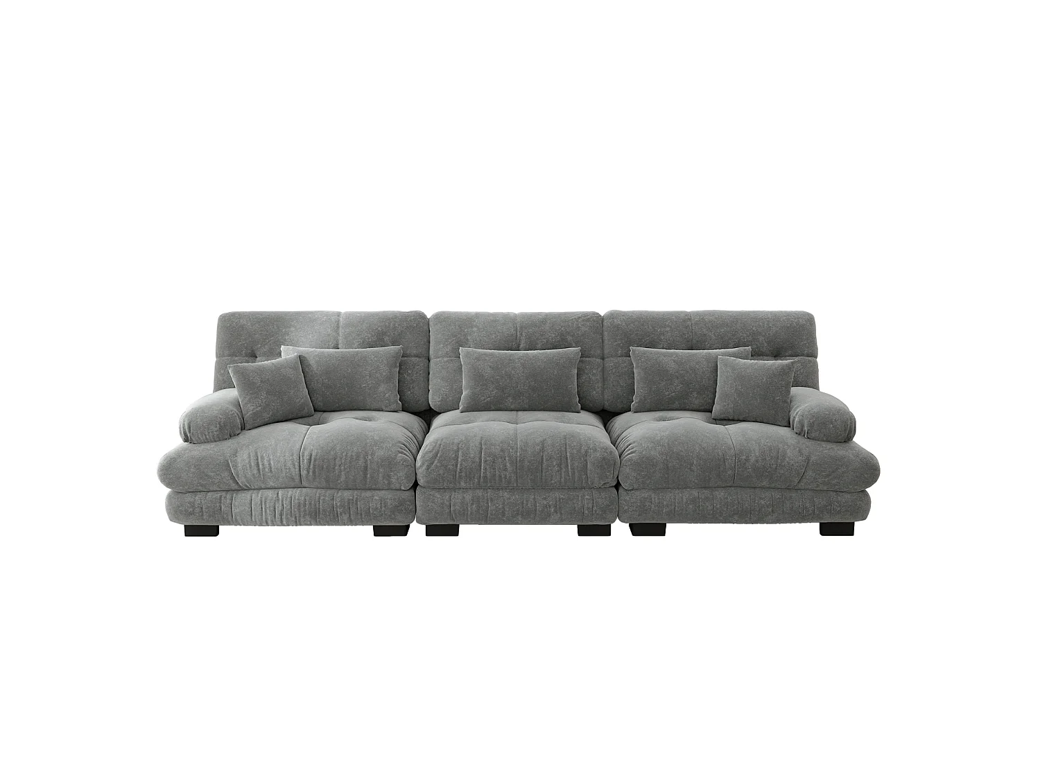 Canapé modulable 3 places en chenille avec assise profonde - Gris