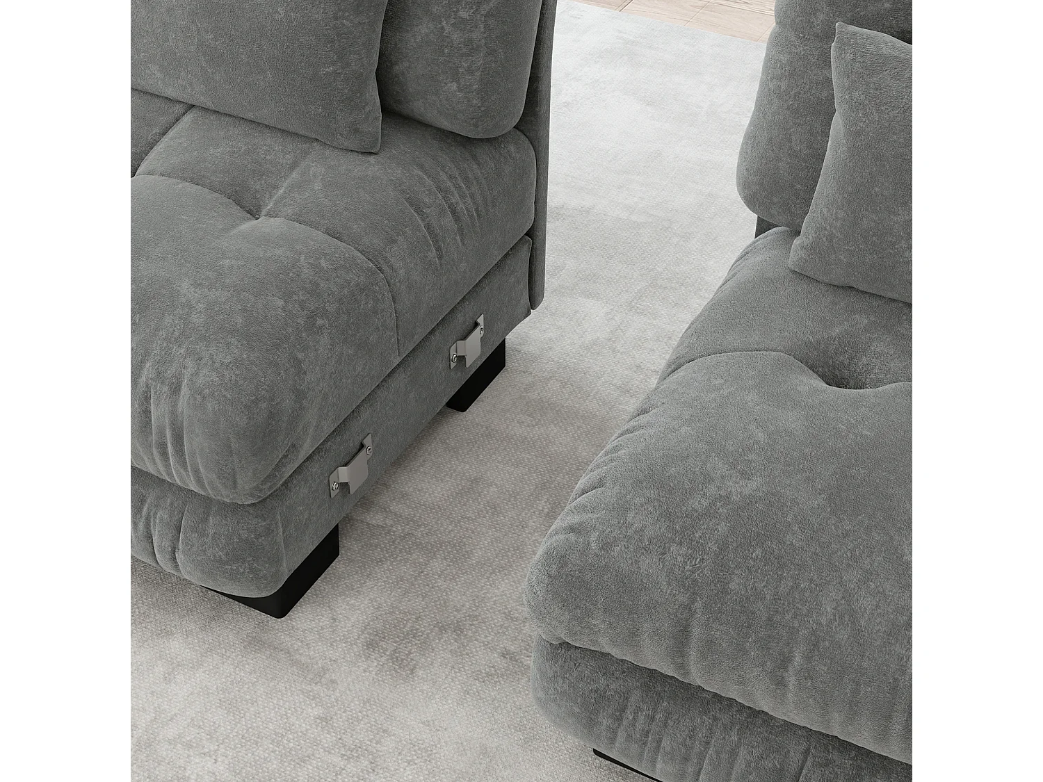 Canapé modulable 3 places en chenille avec assise profonde - Gris