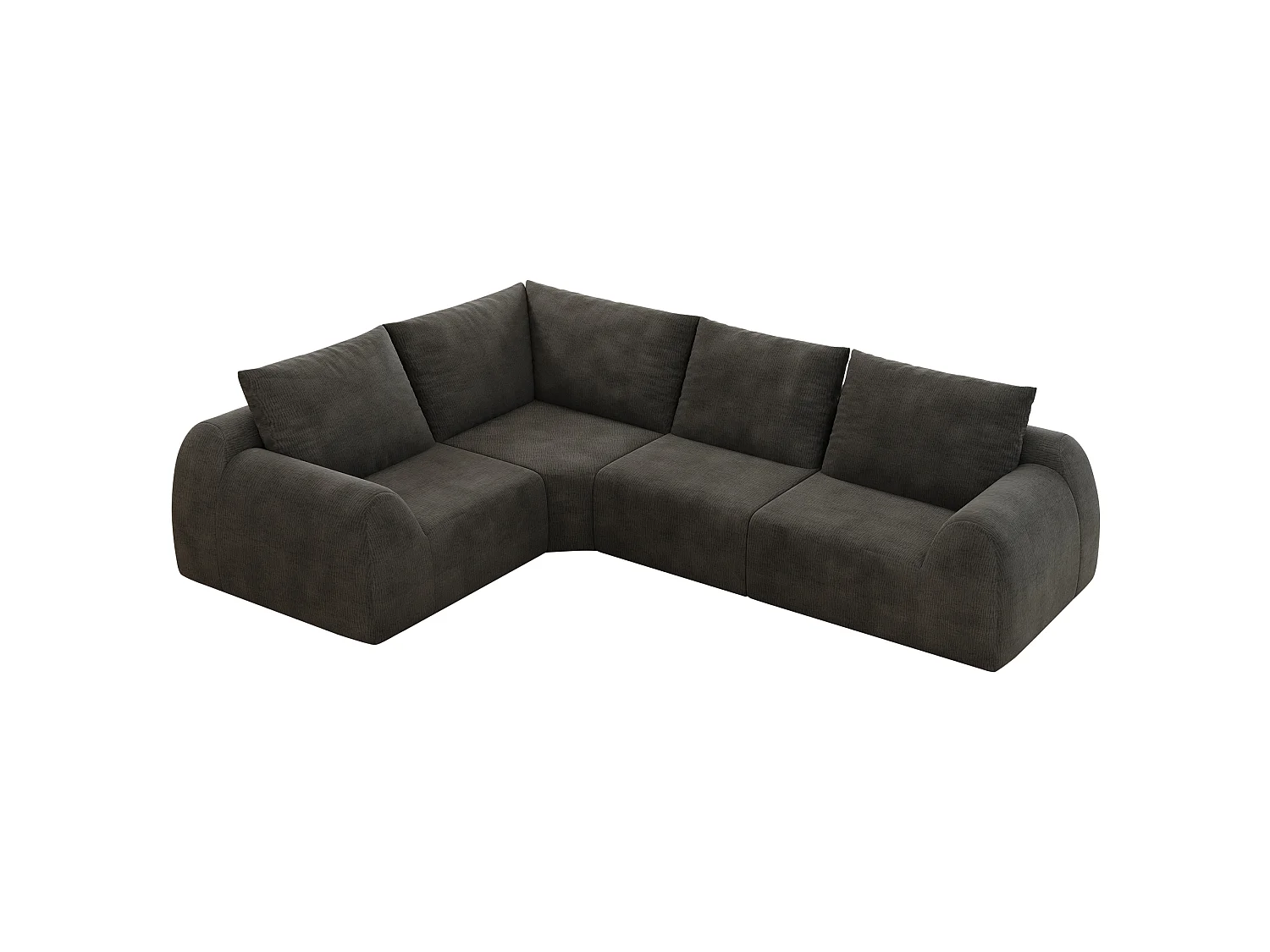 Canapé d'angle modulable 4 places en L en chenille - Gris foncé