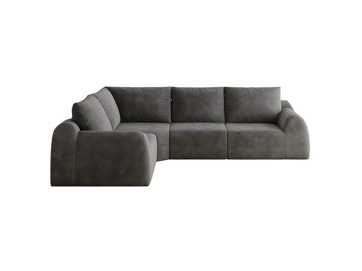 Canapé d'angle modulable 4 places en L en chenille - Gris foncé