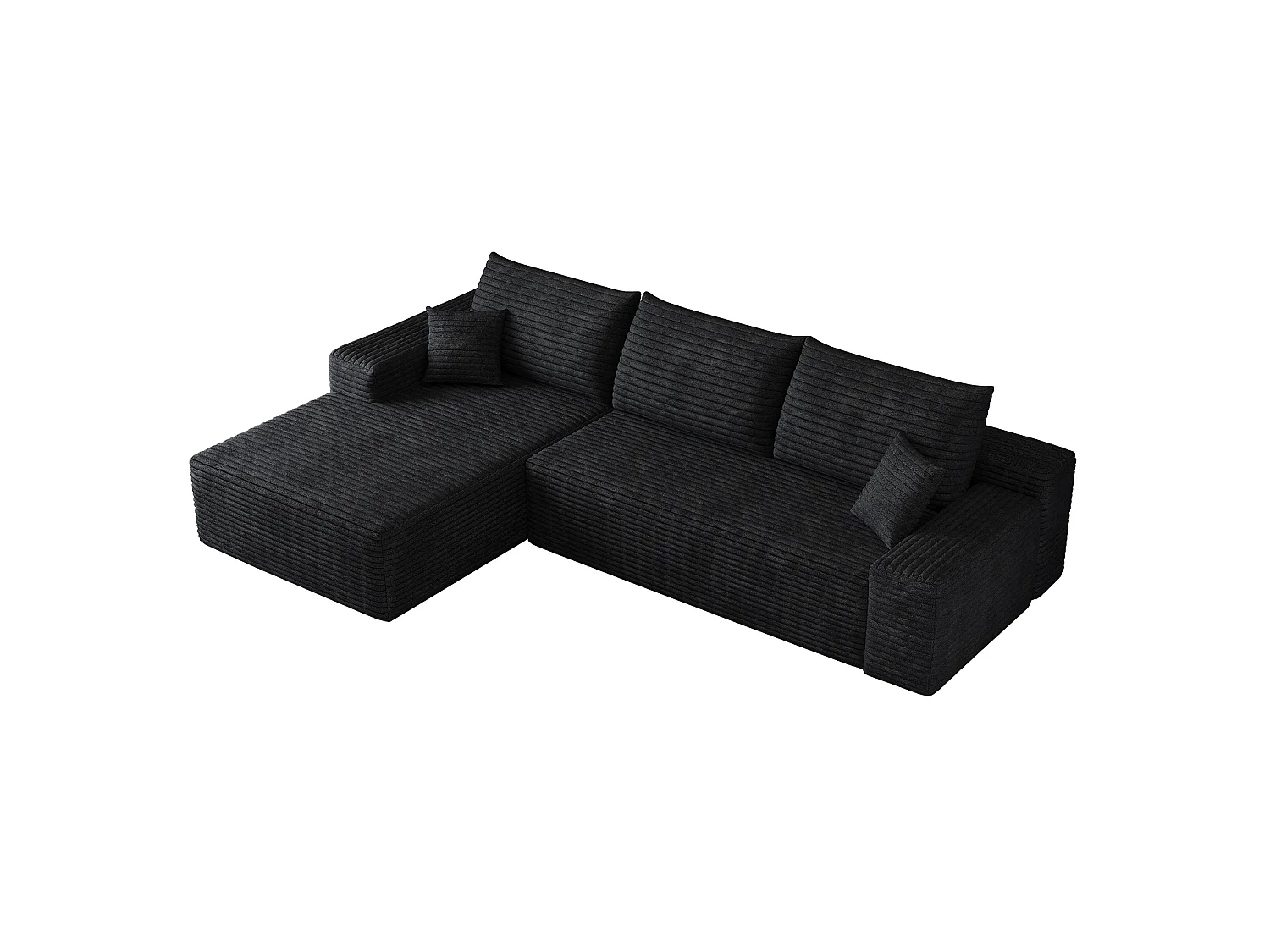 Canapé d'angle modulable 3 places 270 cm avec méridienne à gauche - Noir