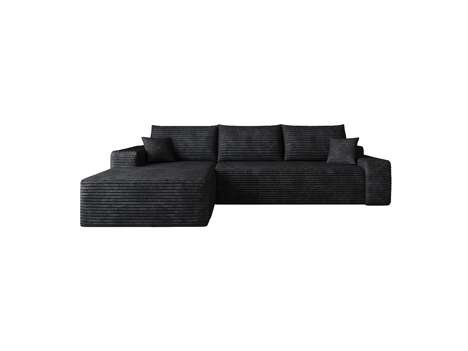 Canapé d'angle modulable 3 places 270 cm avec méridienne à gauche - Noir