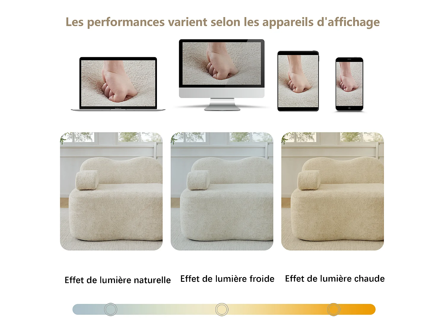 Sofá modular de 2 plazas de terciopelo con otomana - Forma ondulada - Beige