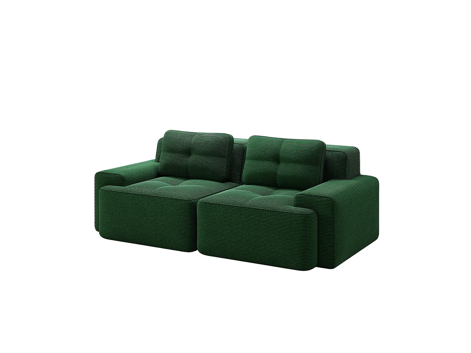 Canapé modulable 2 places en velours côtelé à assise profonde - Vert