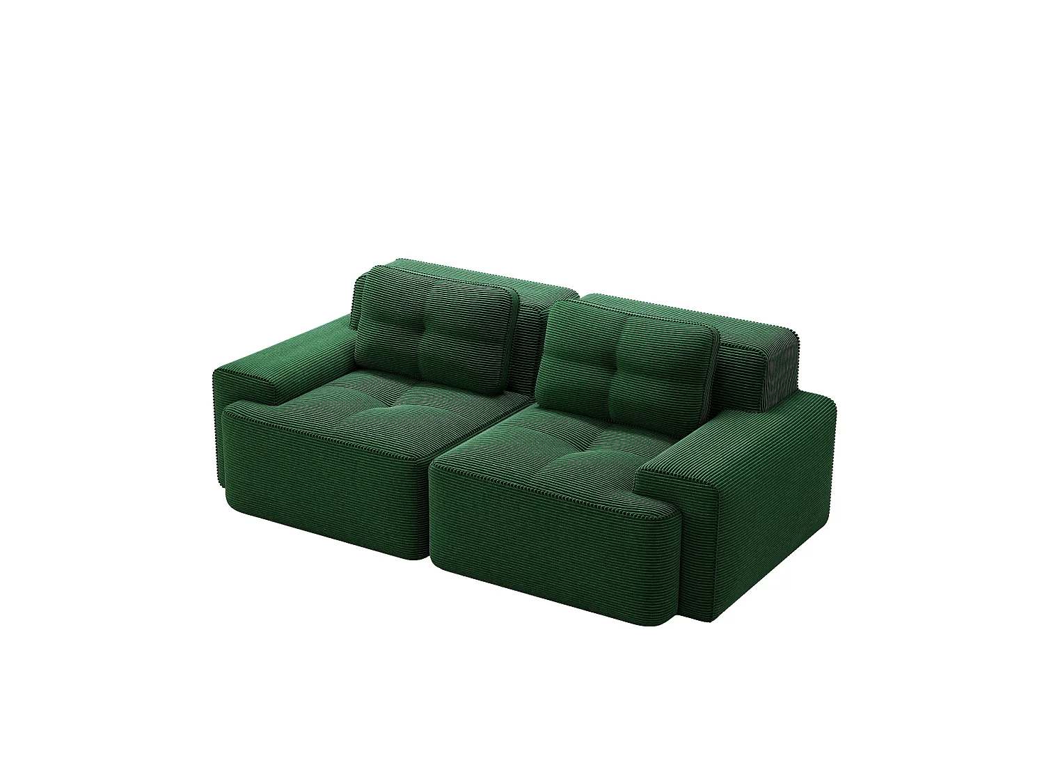 Canapé modulable 2 places en velours côtelé à assise profonde - Vert