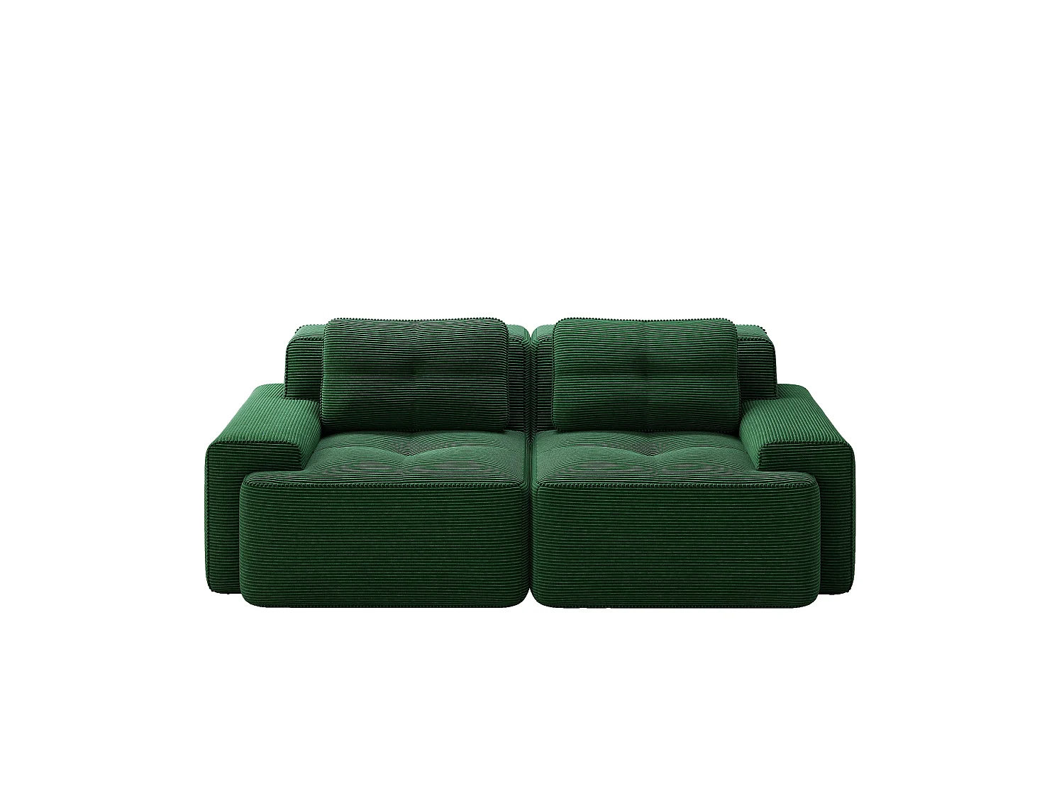 Canapé modulable 2 places en velours côtelé à assise profonde - Vert
