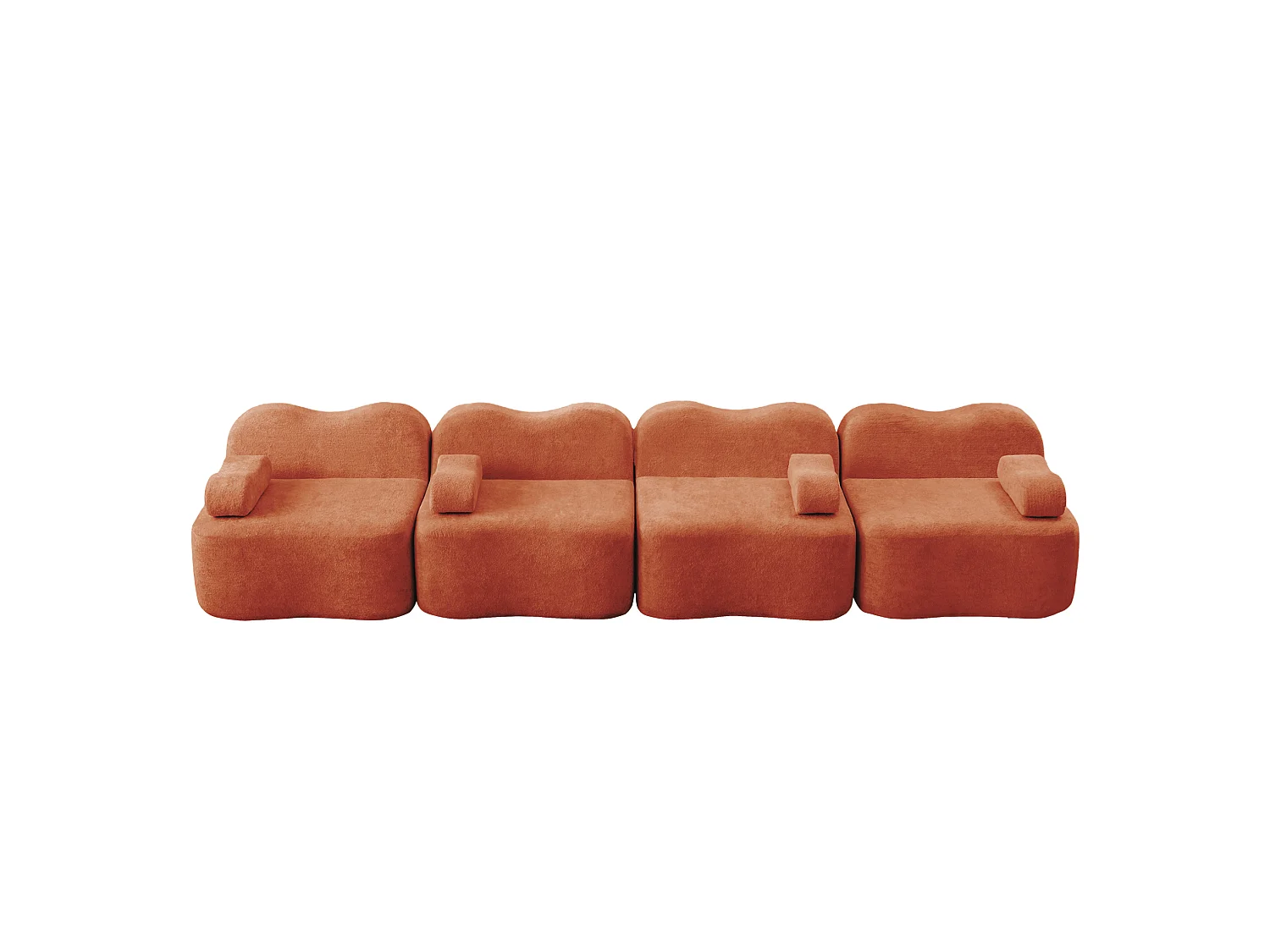 Modulaire 4-zitsbank, 384 cm, in fluweel - Oranje