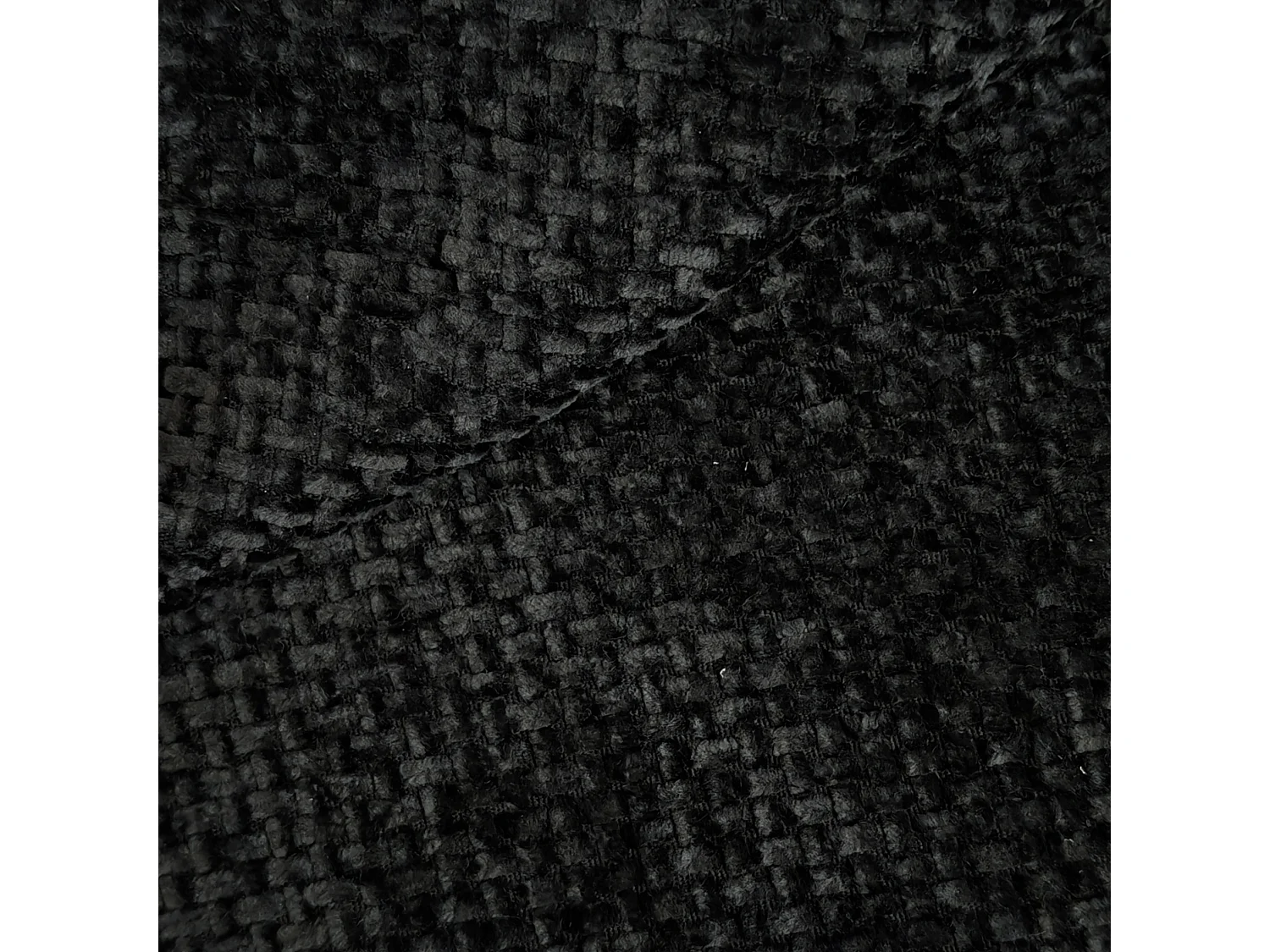 Modulaire 3-zits hoekbank, 266 cm, met poef - Zwarte chenille stof