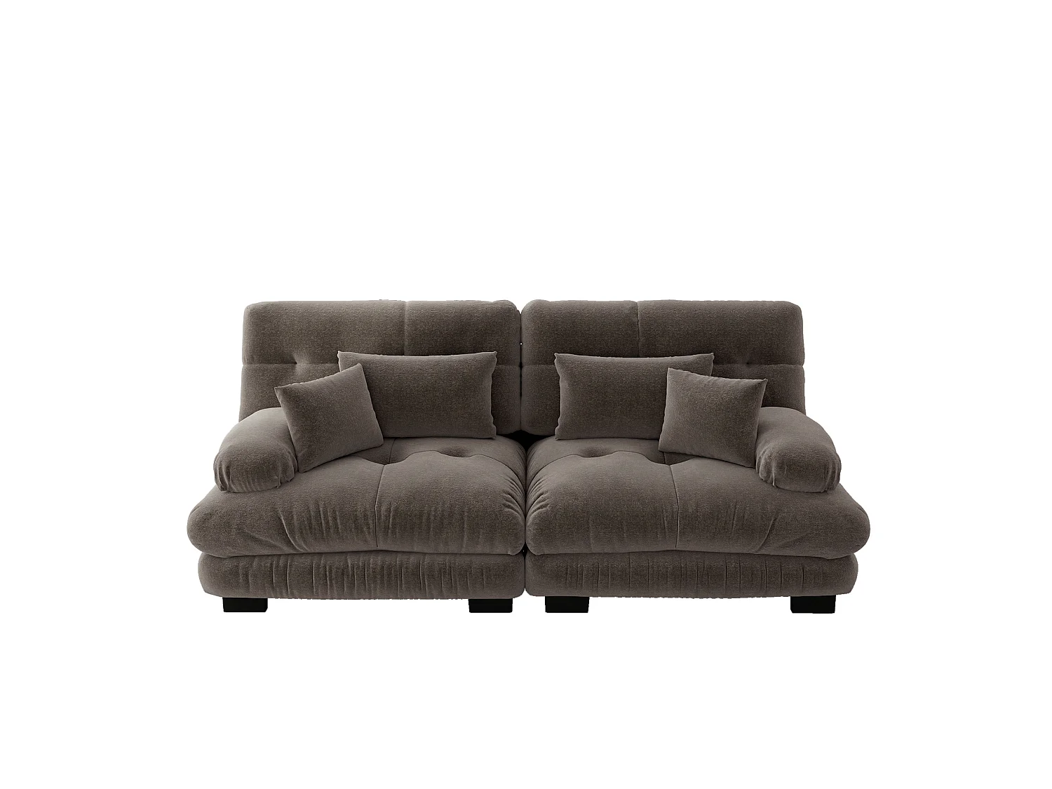 Modulaire 2-zitsbank van chenille met kussens - Bruin