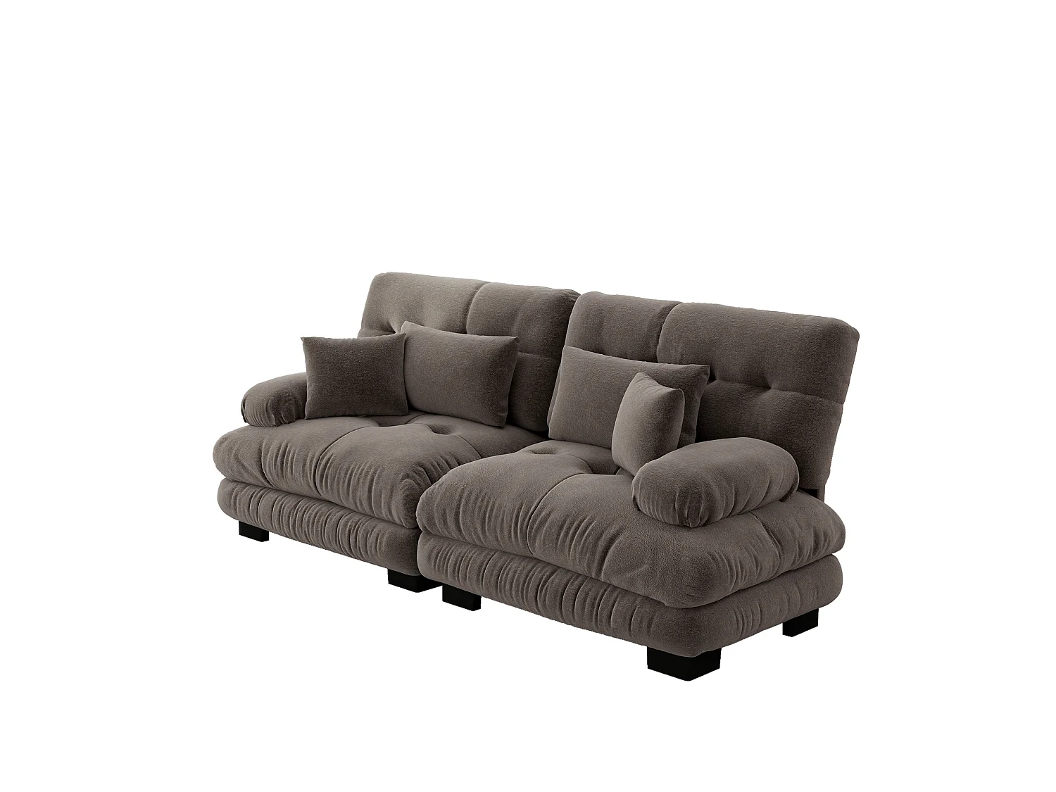 Modulaire 2-zitsbank van chenille met kussens - Bruin