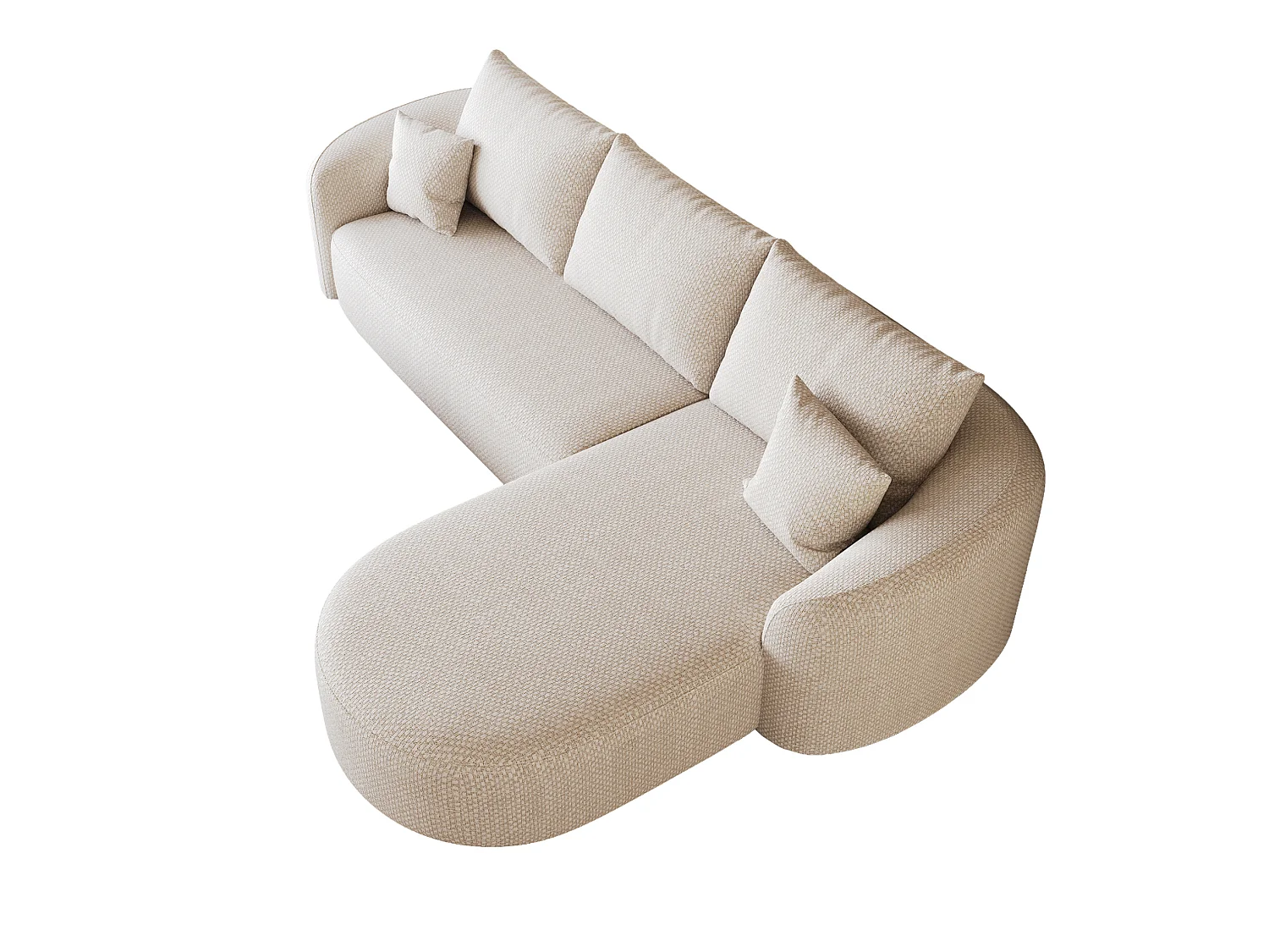 Canapé d'angle modulable en L 3 places en chenille - Sans montage - Blanc