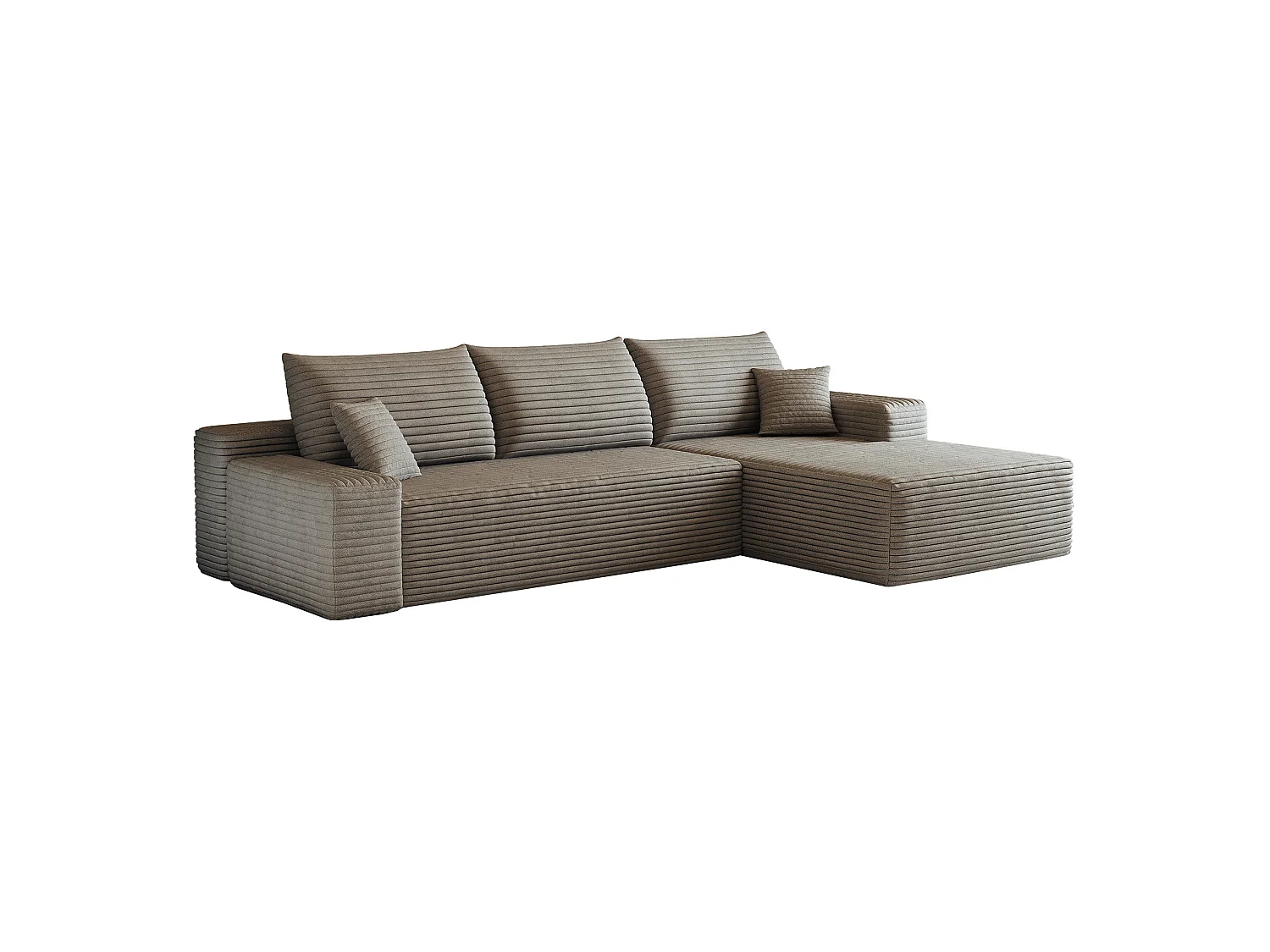 Canapé d'angle modulable 3 places 270 cm en tissu - Sans montage - Camel