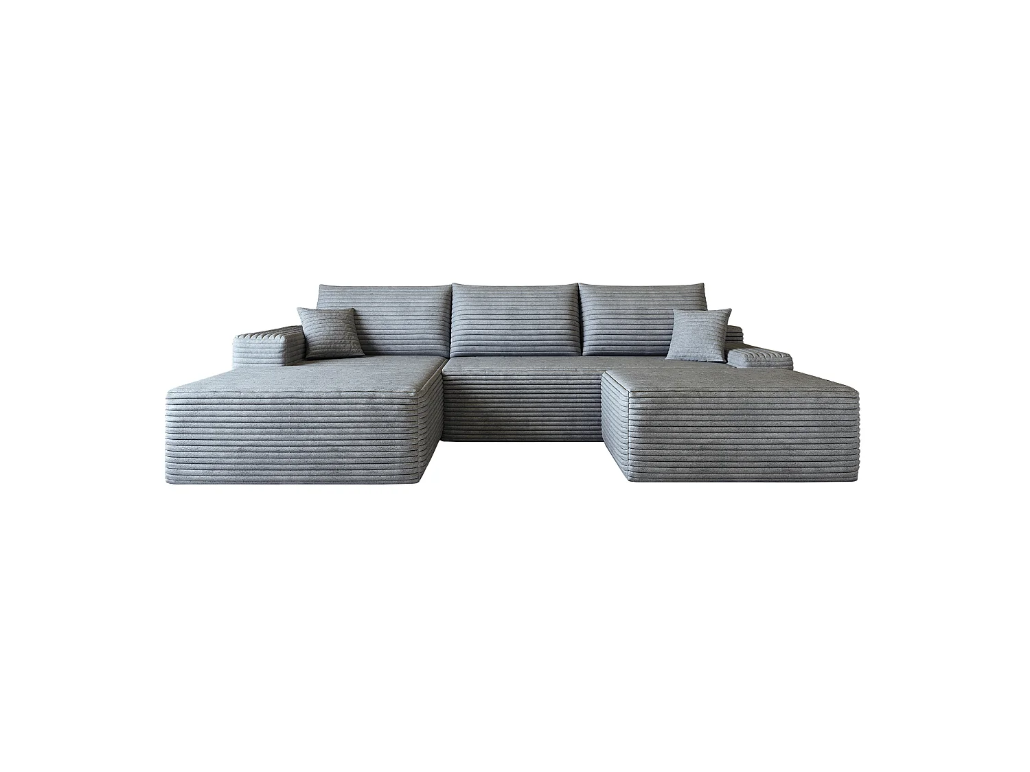 Canapé modulable 3 places 270 cm avec méridienne à gauche et pouf - Gris